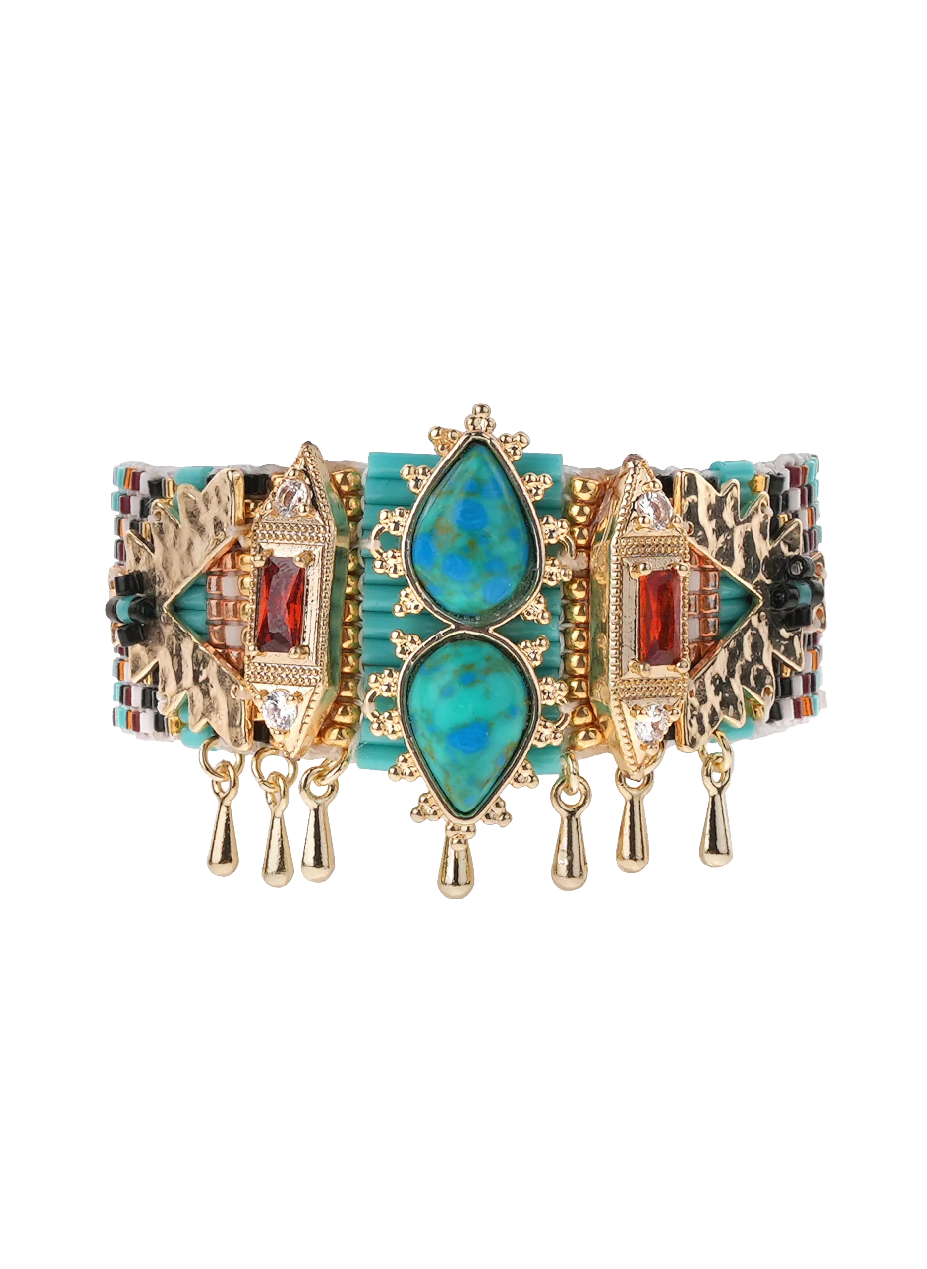 Bracelet manchette perles tissées Bleu RANYA