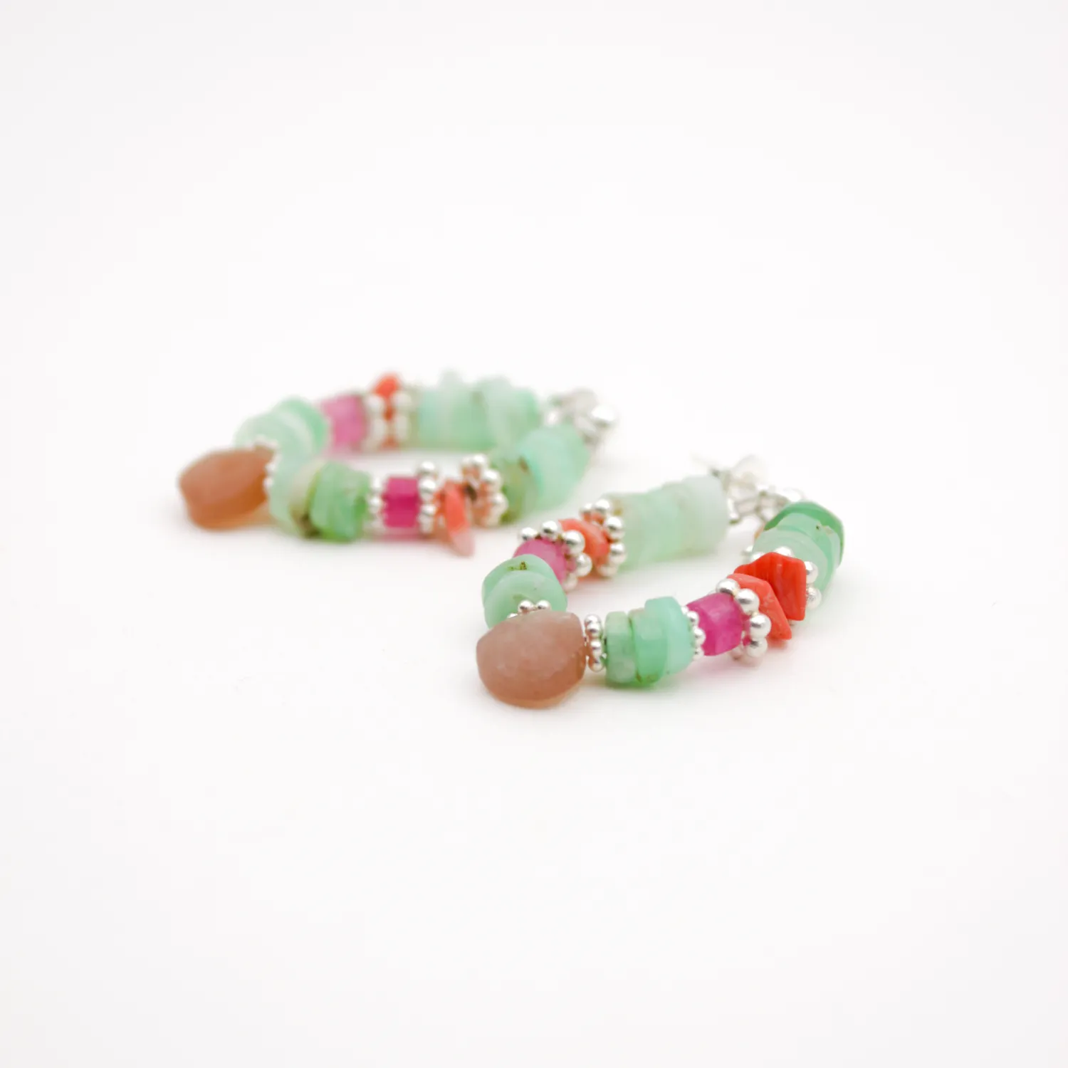 Boucles d'oreilles heishi goutte - flora Argent