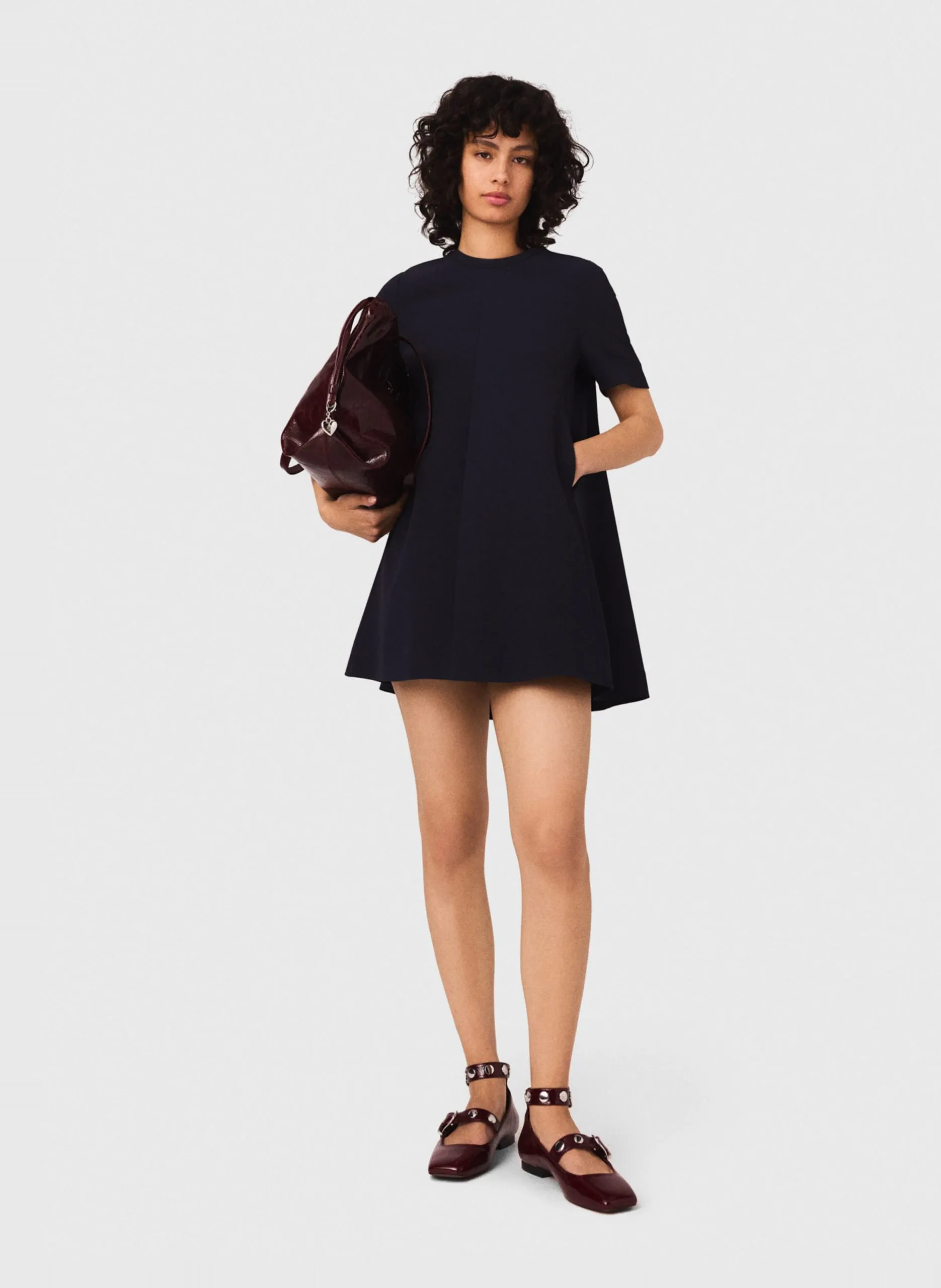 Robe courte col rond Bleu