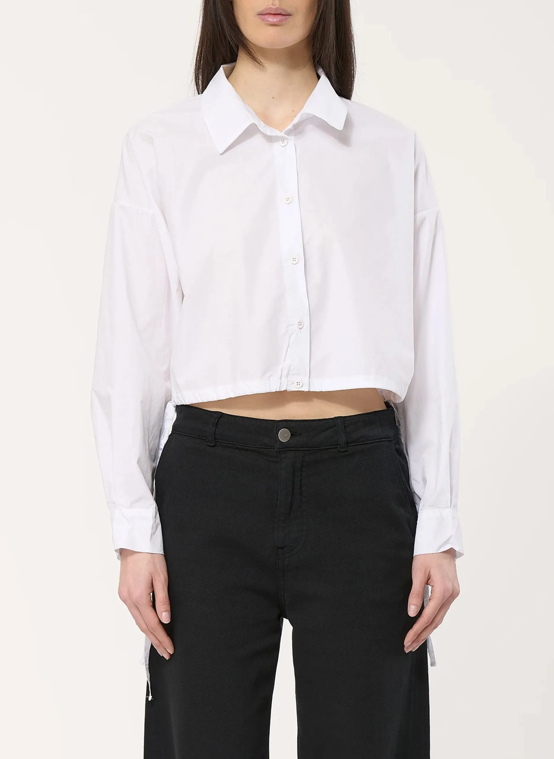 Chemise courte ajustable en coton Blanc