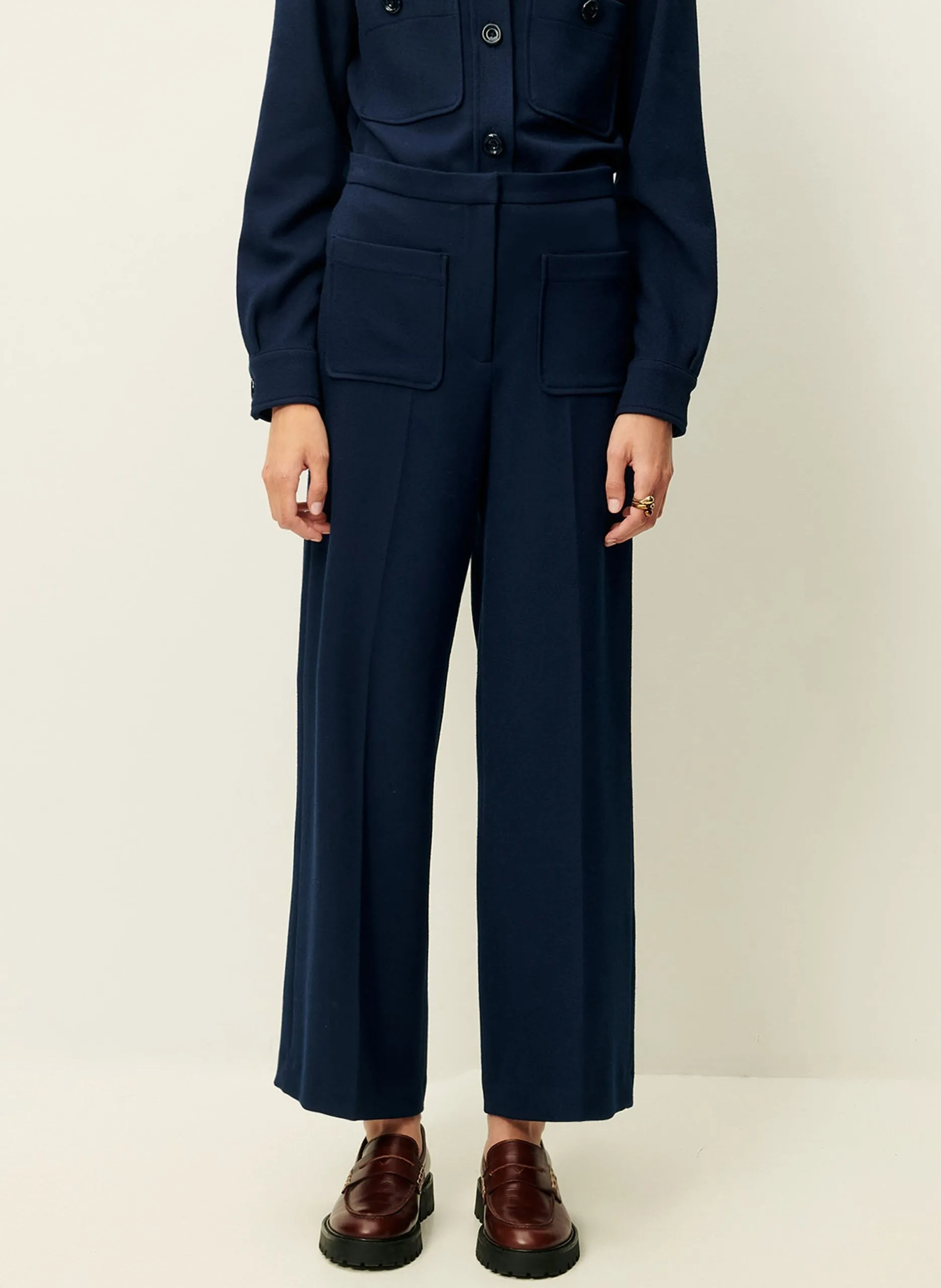 Pantalon droit à plis marqués Bleu ALBERWOOL