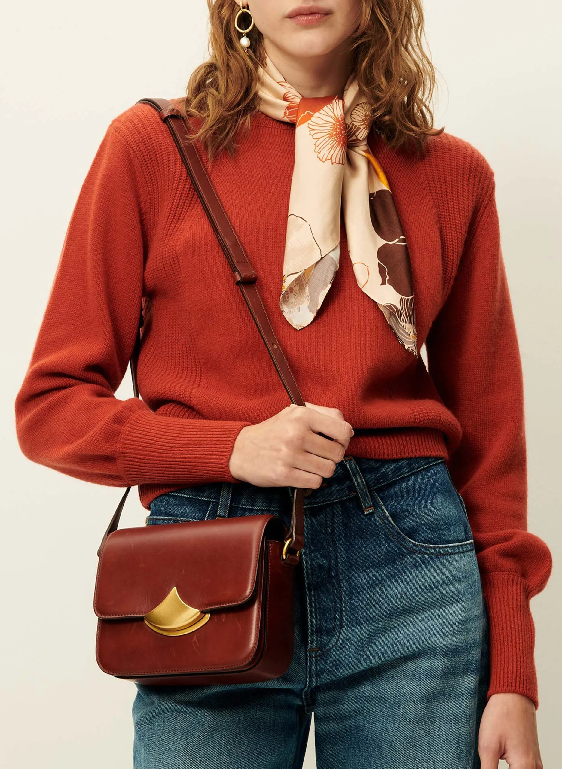 Pull col rond droit en laine Rouge BAYSILTE