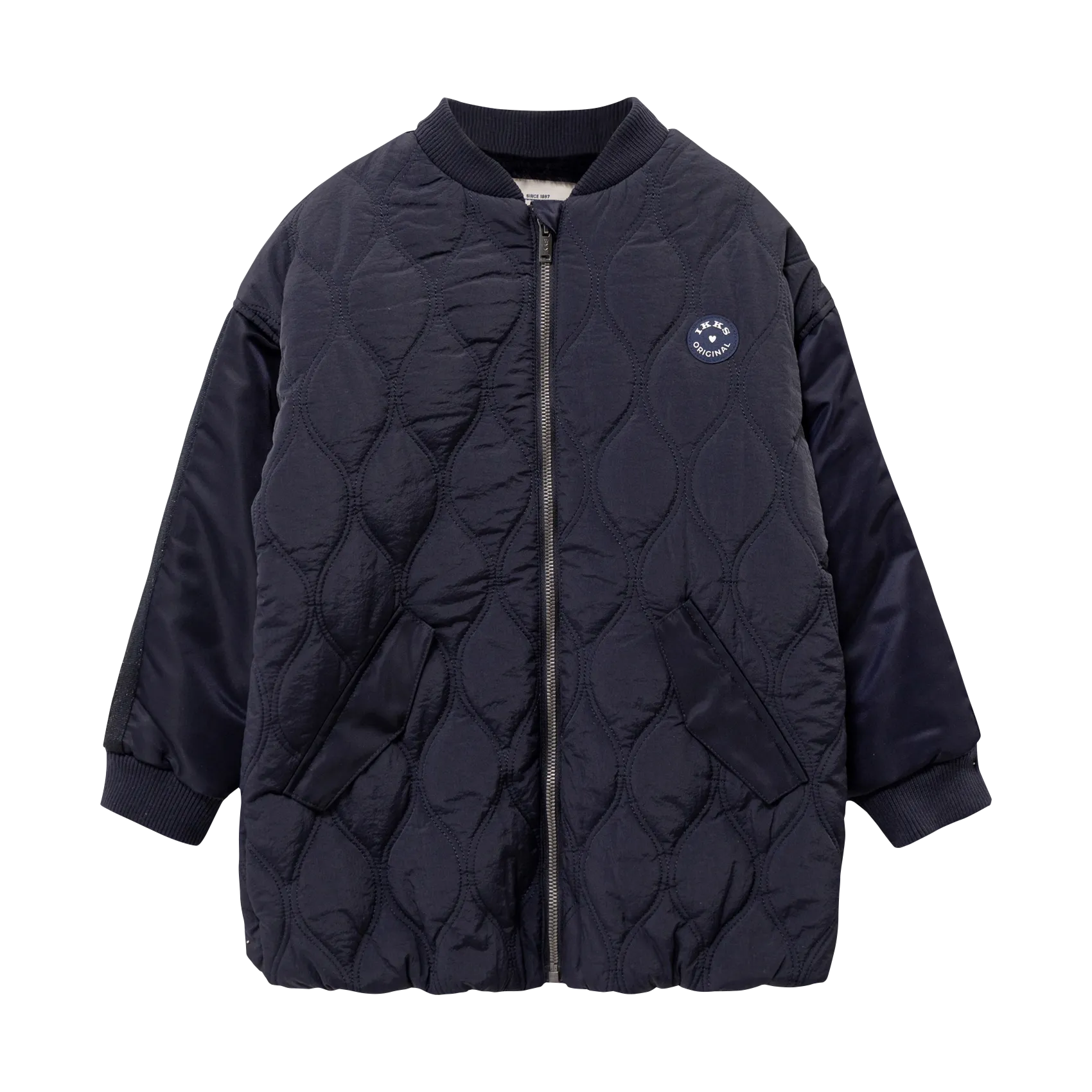 Manteau matelassé col rond rond Bleu