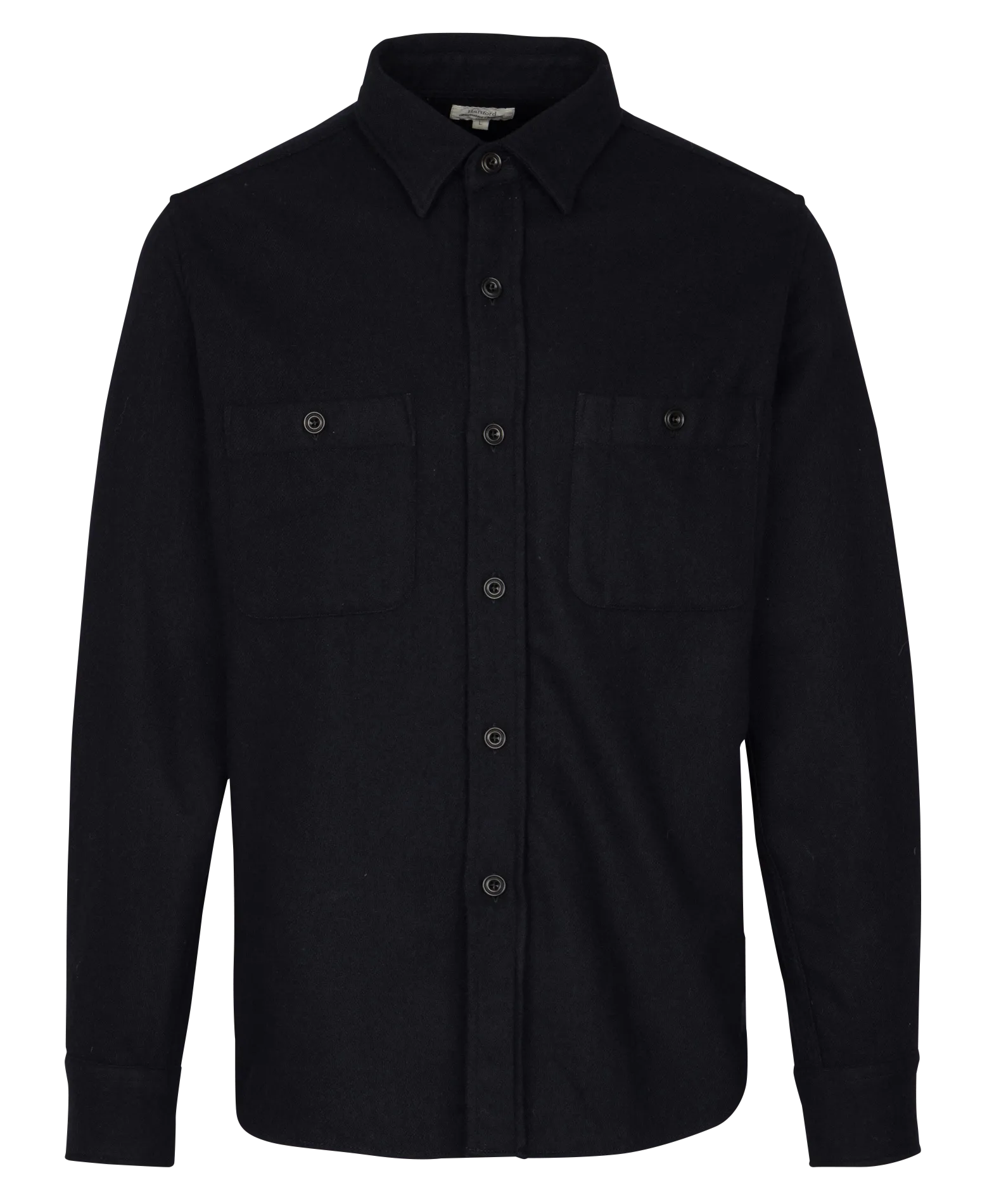 Chemise unie droite en laine mélangée Bleu PERCEY