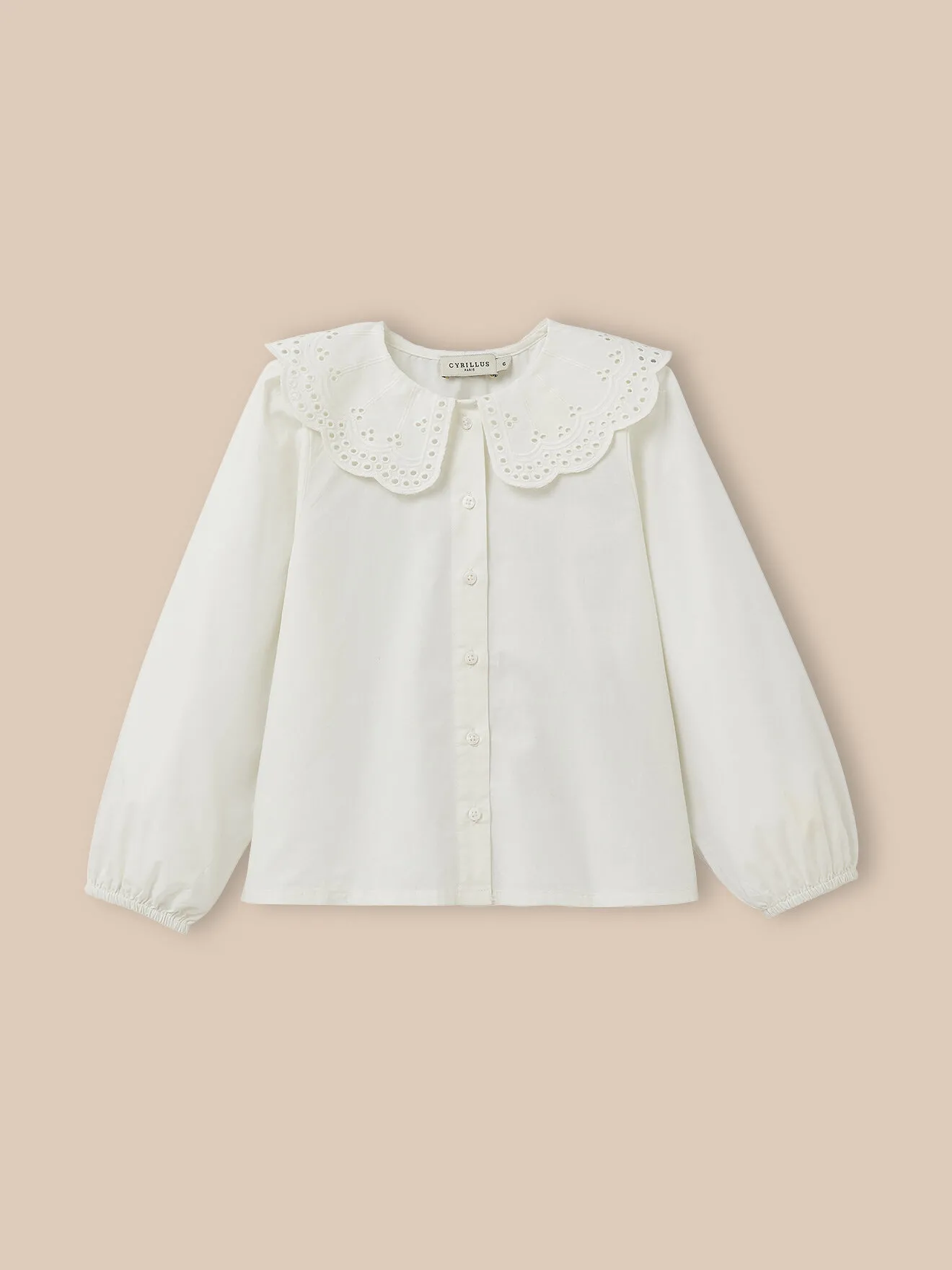 Blouse maxi col Blanc