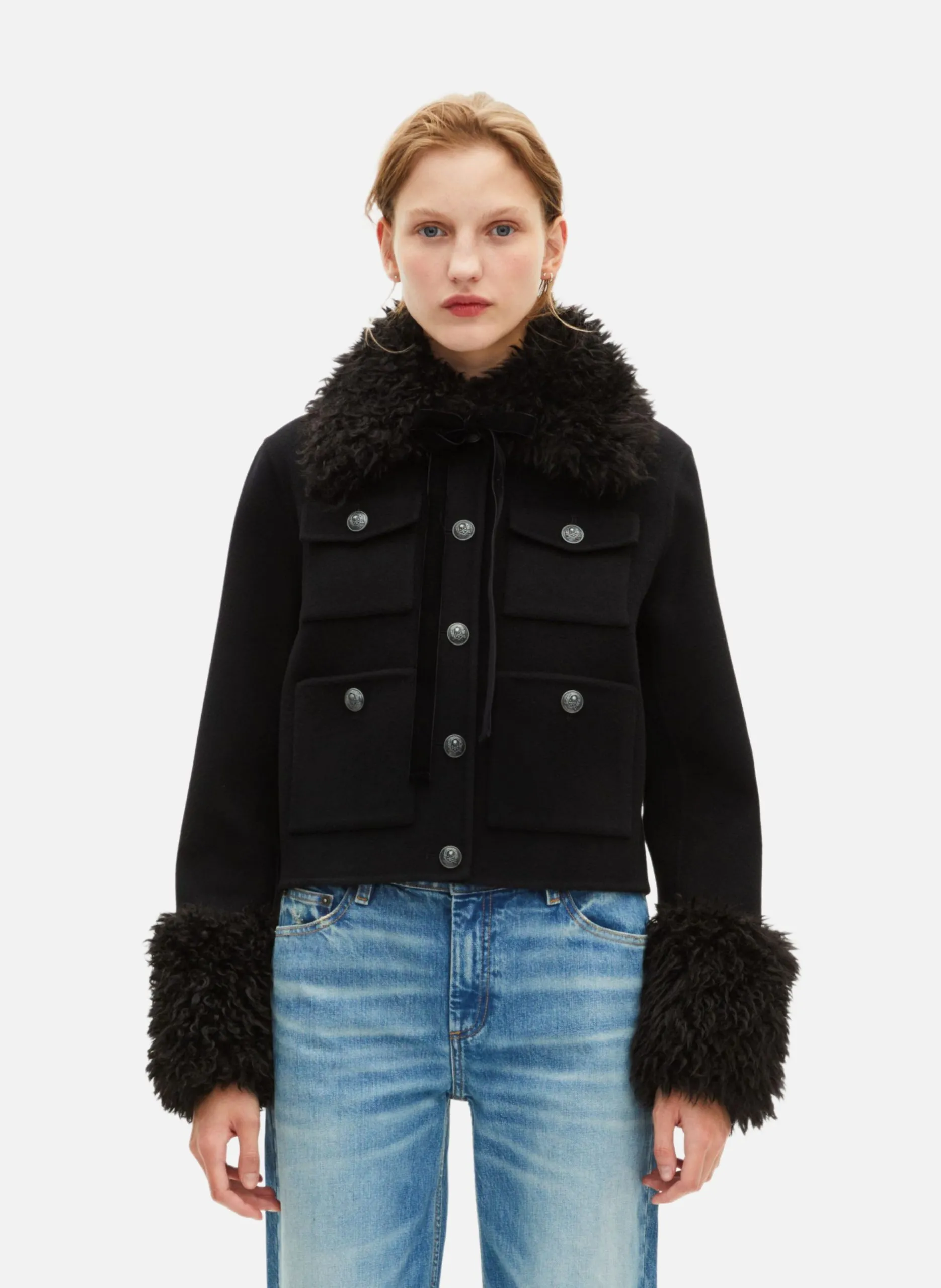 Blouson col sherpa Noir