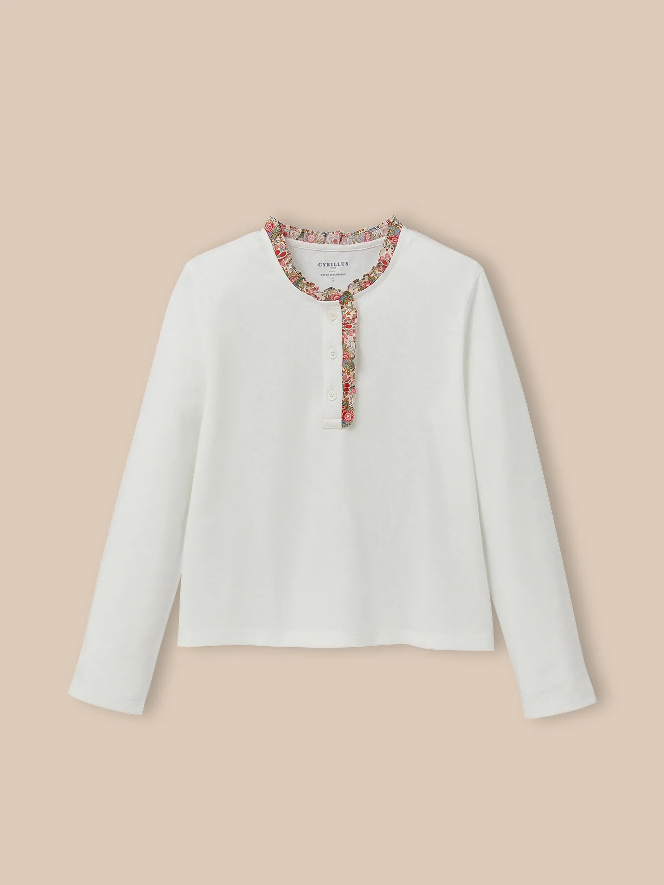 T-shirt tunisien tissu liberty en coton biologique Blanc