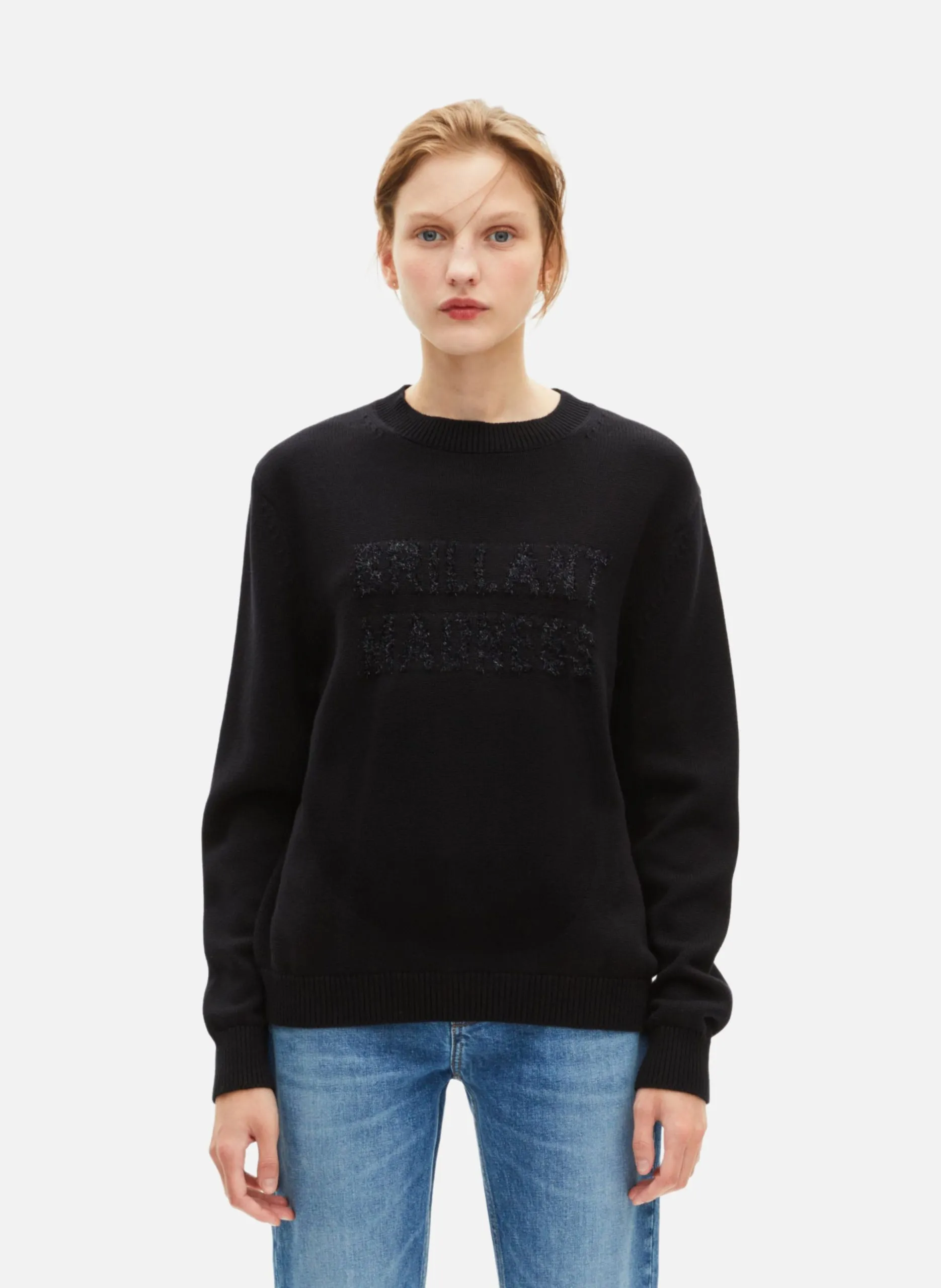 Pull avec jaquard lurex Noir