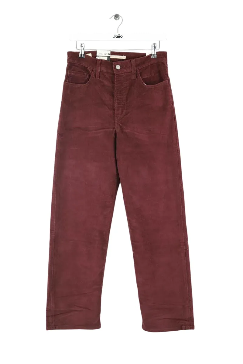 Pantalon droit en velours Rouge