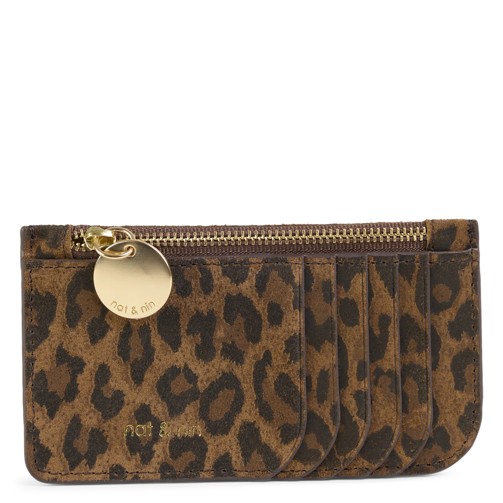 Porte-cartes zippé en cuir Marron ALIX