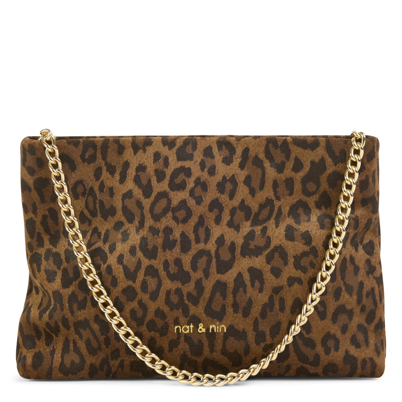 Pochette léopard en cuir Marron MOLLY