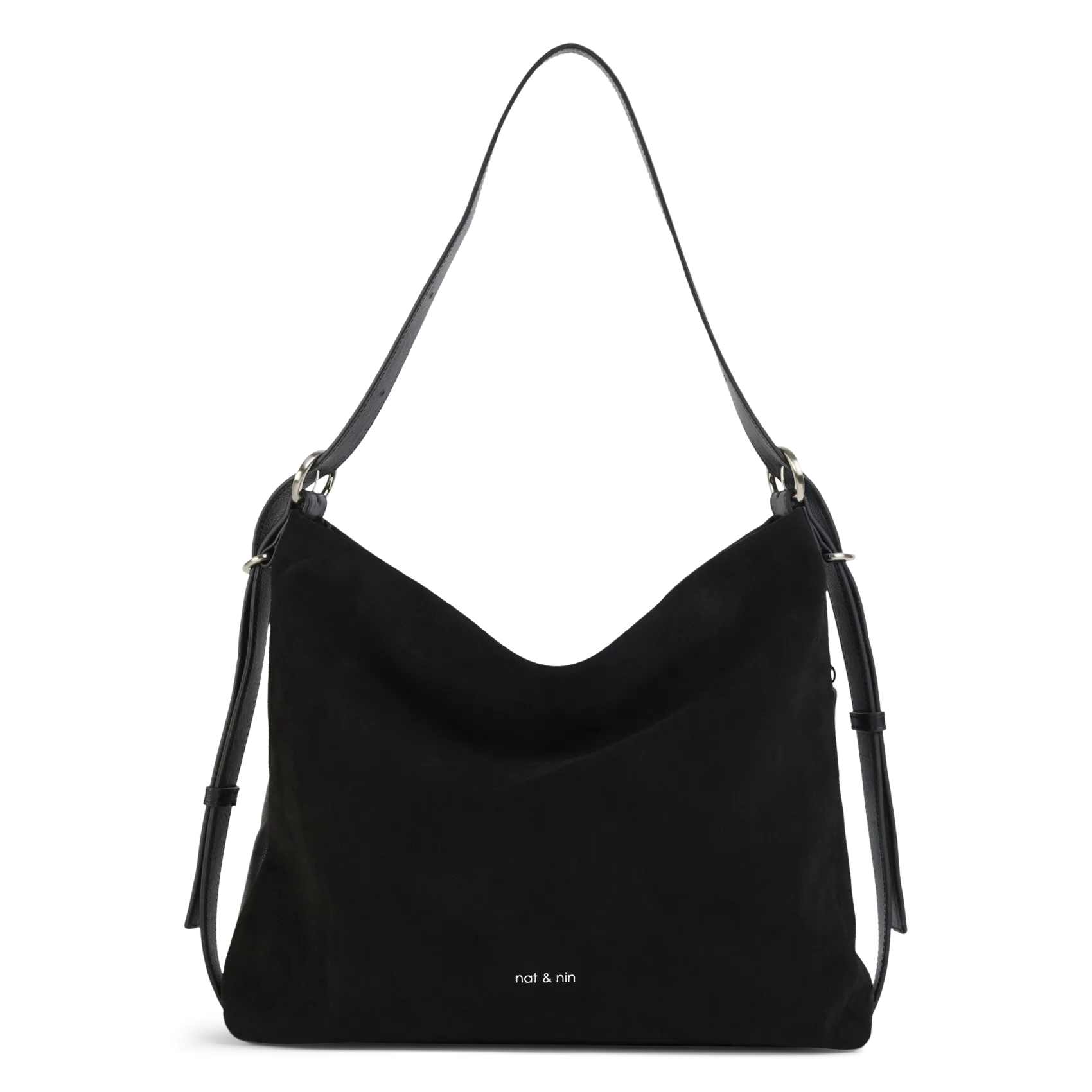 Sac hobo en cuir Noir MOREEN