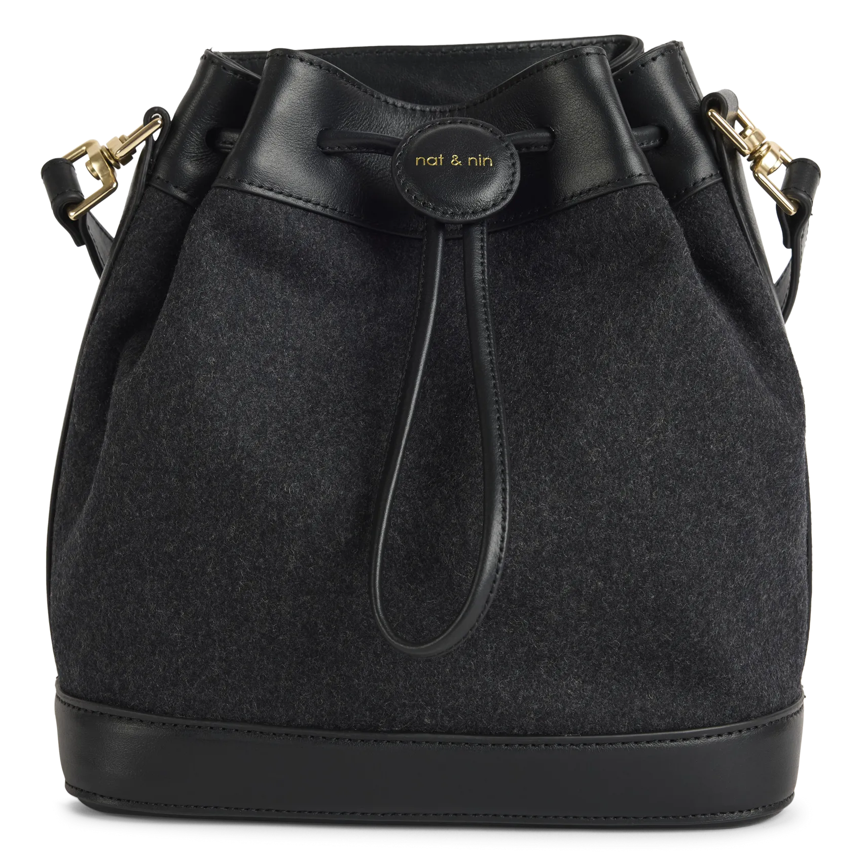 Sac seau en cuir mélangé Noir NORAH