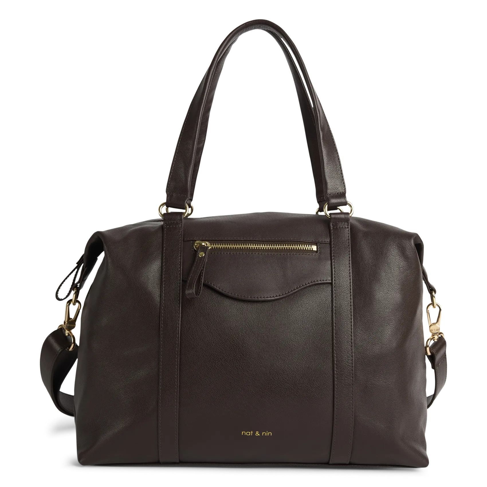 Sac porté épaule en cuir Marron THYLANE