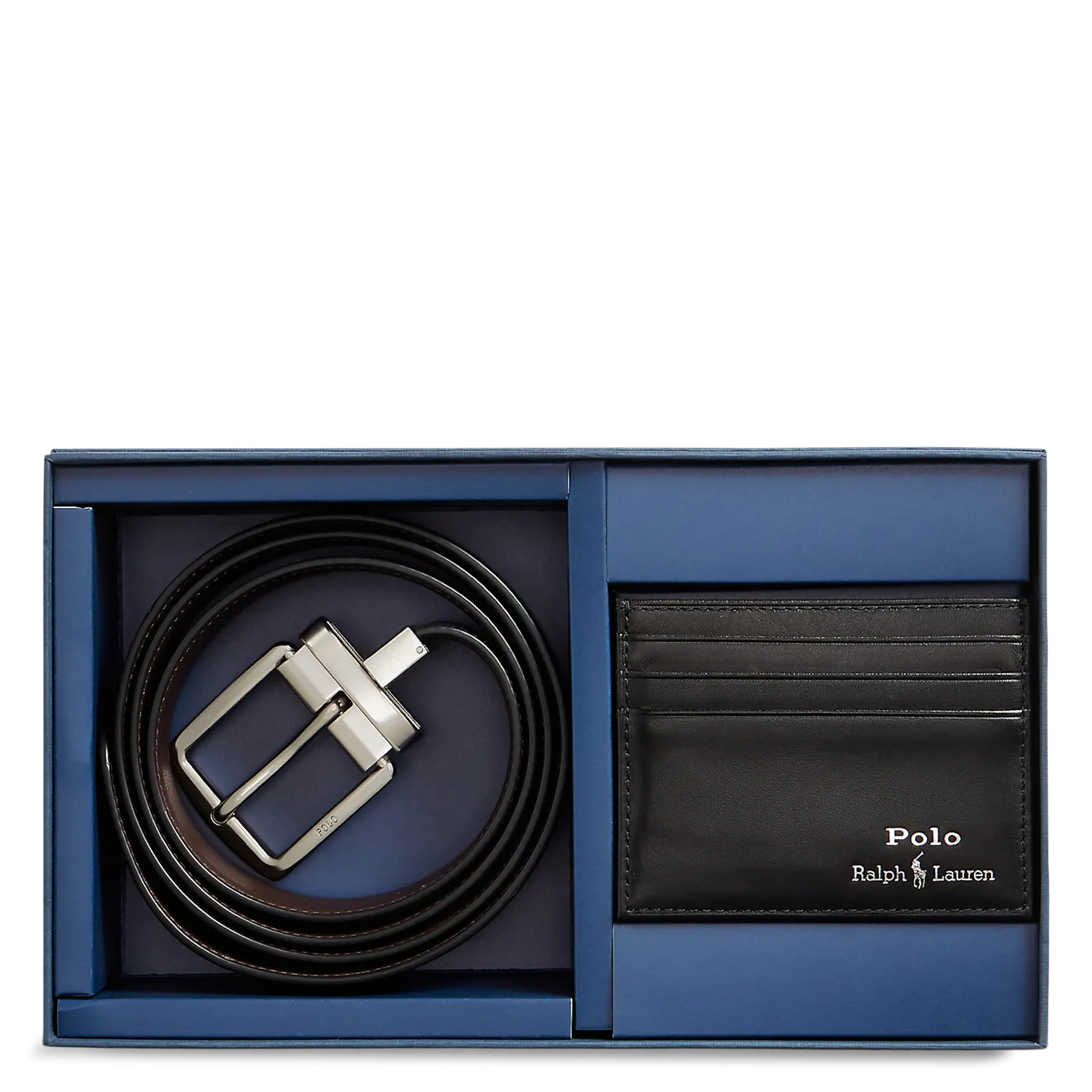 Ceinture et porte-carte en cuir Noir