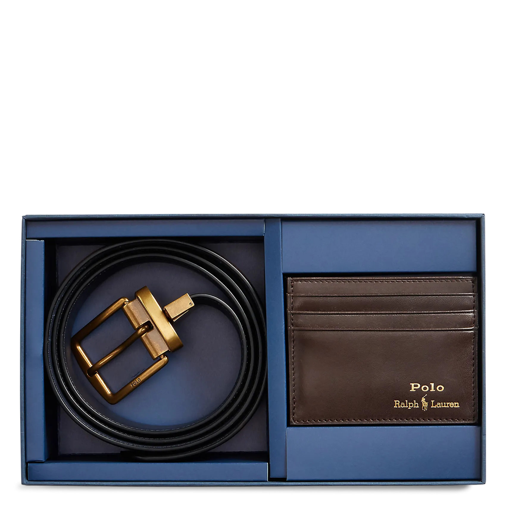 Ceinture et porte-carte en cuir Marron