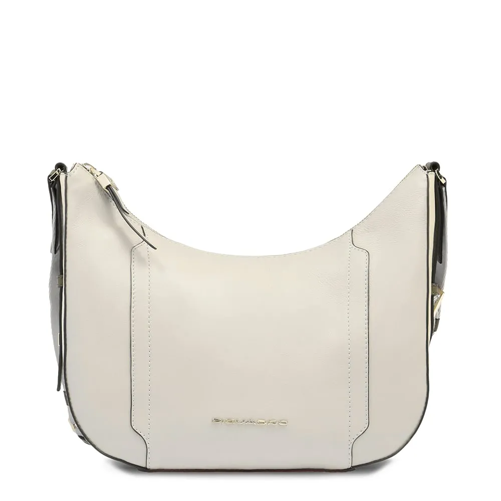 Sac à bandoulière femme en cuir pour ipad®mini avec poche pour piquadro smart tracker Blanc