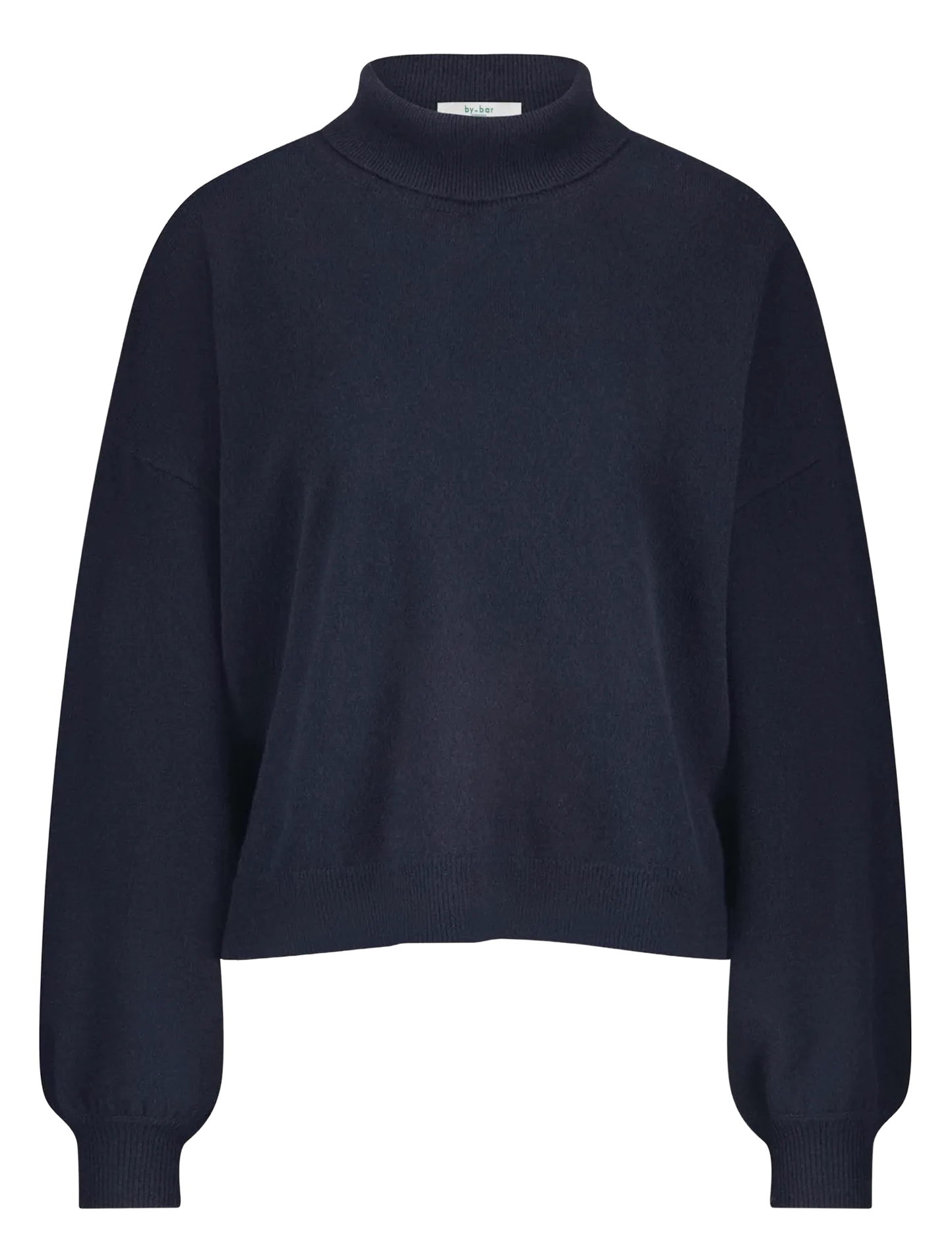 Pull ample col roulé uni en laine Bleu SAMMIE