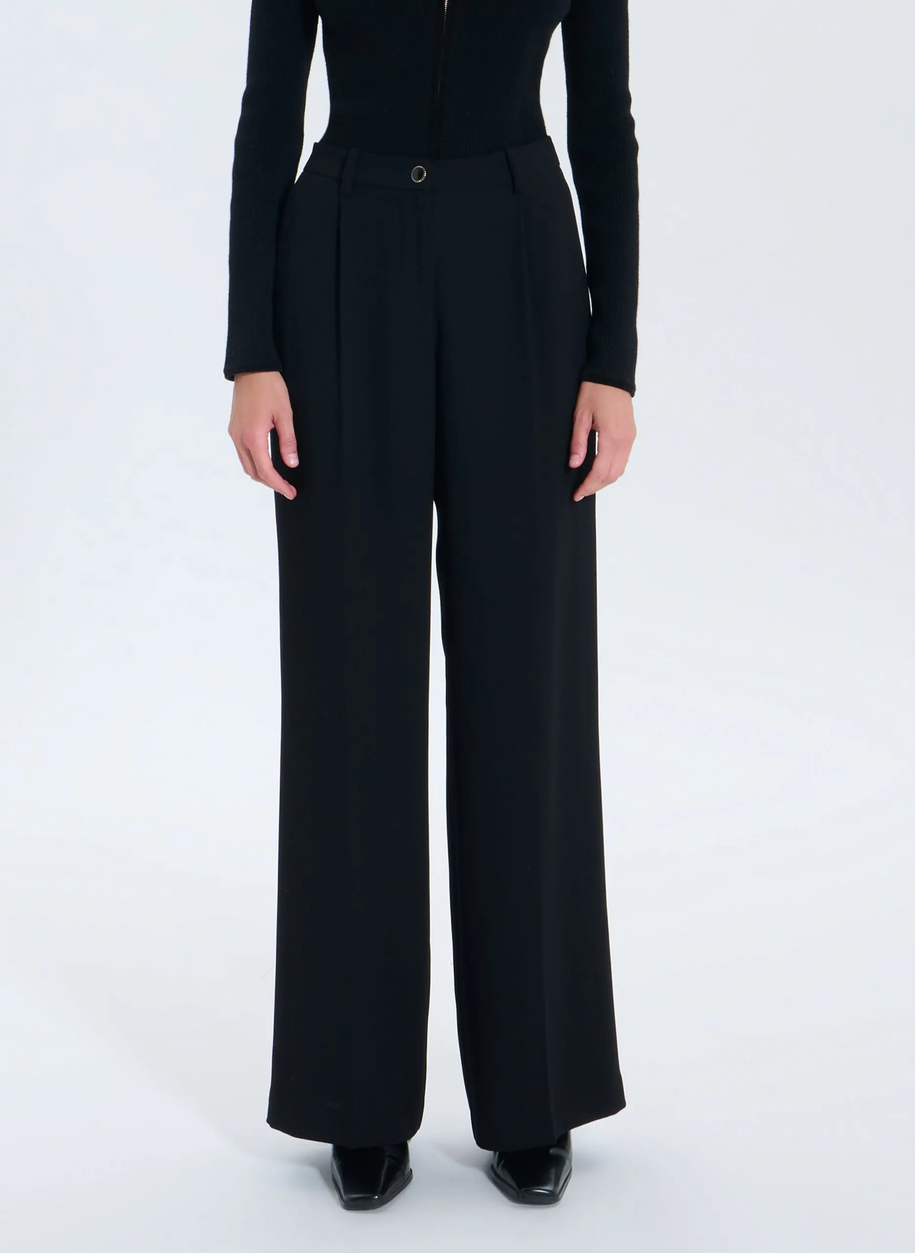 Pantalon large à pinces Noir PLEYEL