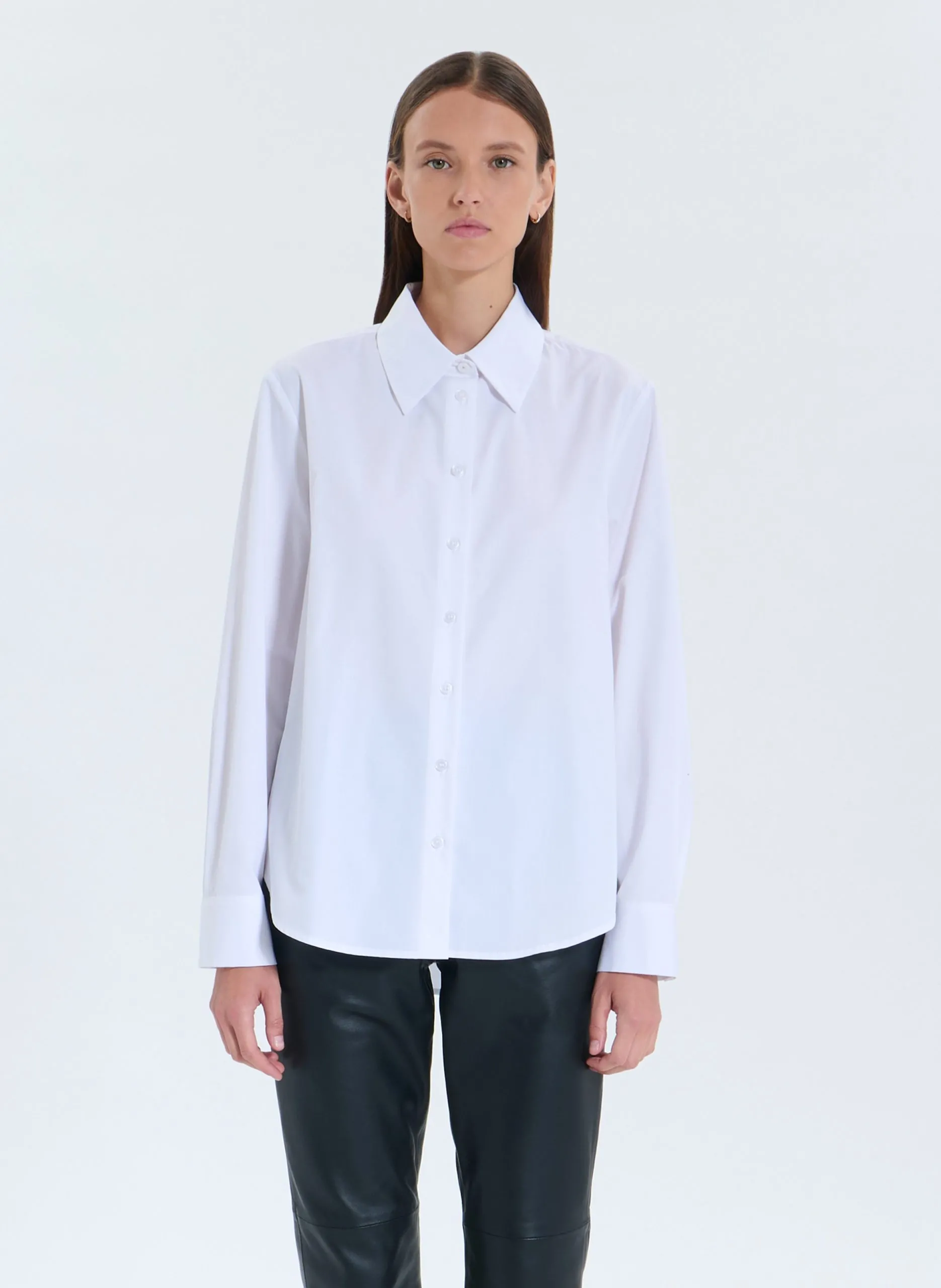 Chemise col classique en coton Blanc COSMI