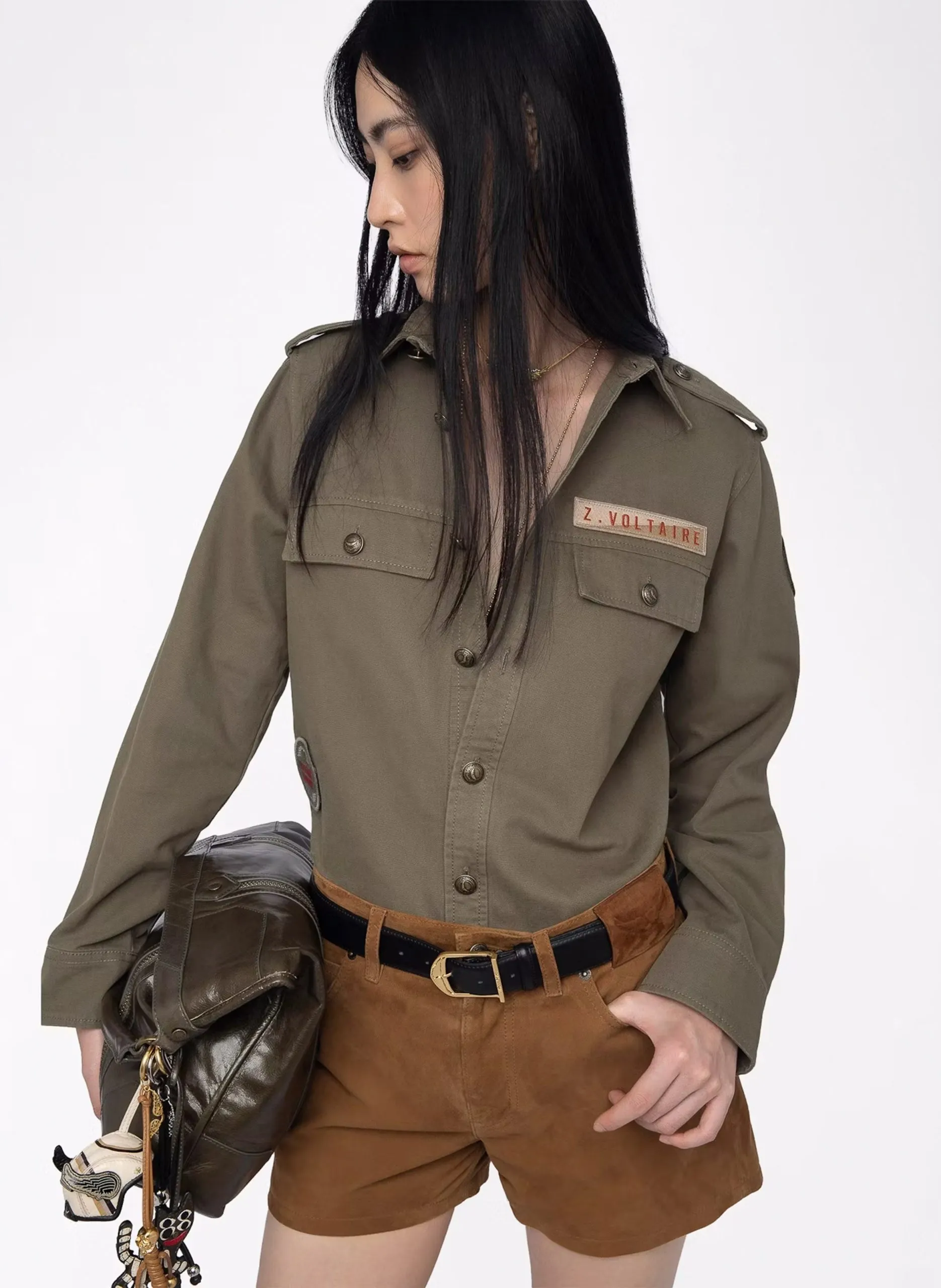 Chemise col classique en coton Vert TASKAM