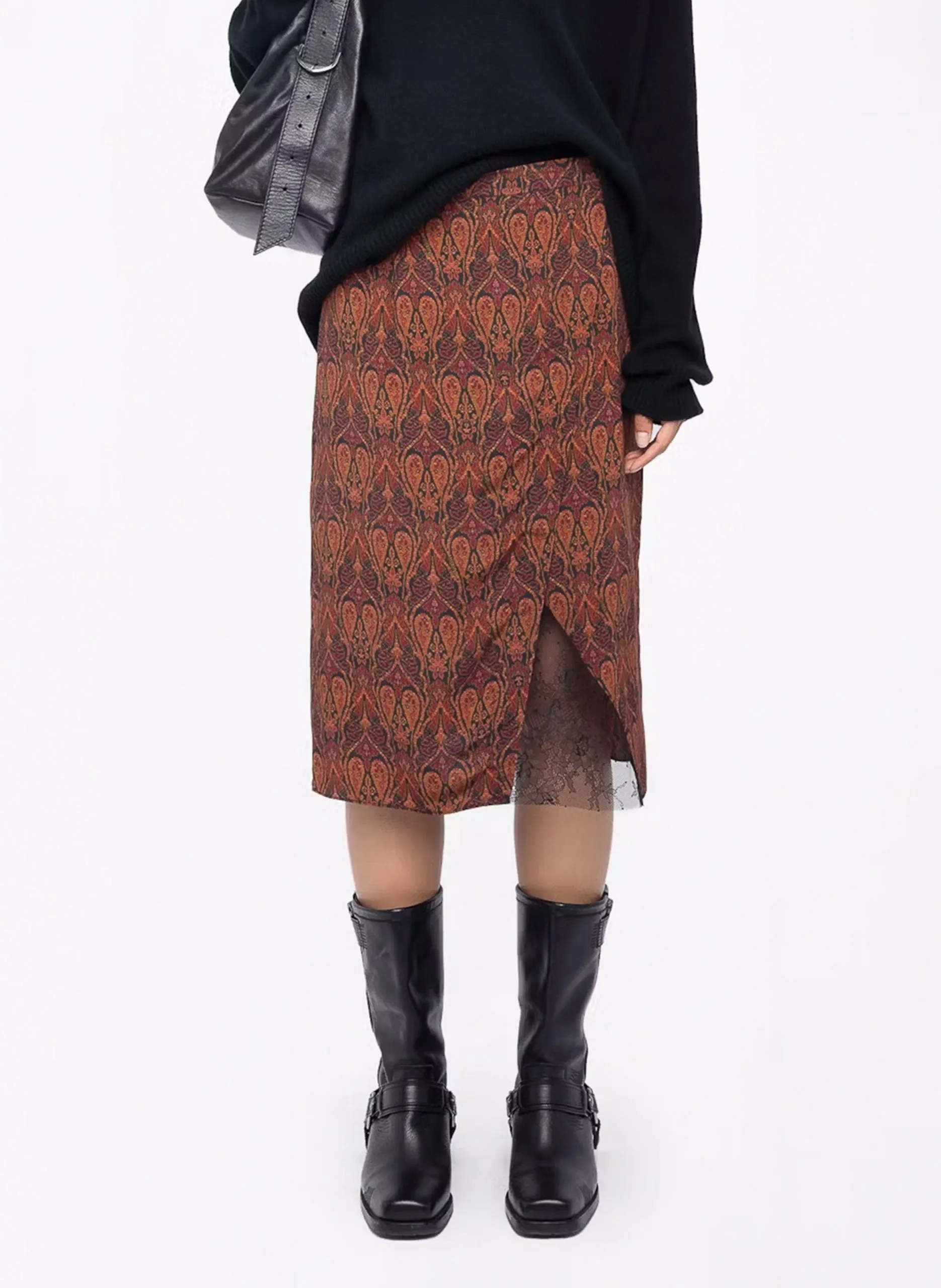 Jupe mid imprimée Noir JULEN