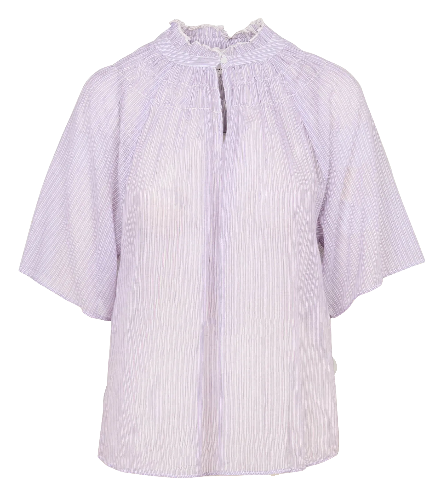 Blouse ample col montant en coton Violet TEZALOU