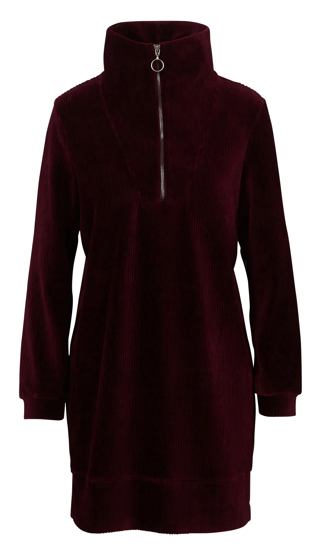 Robe droite col montant en coton mélangé Rouge