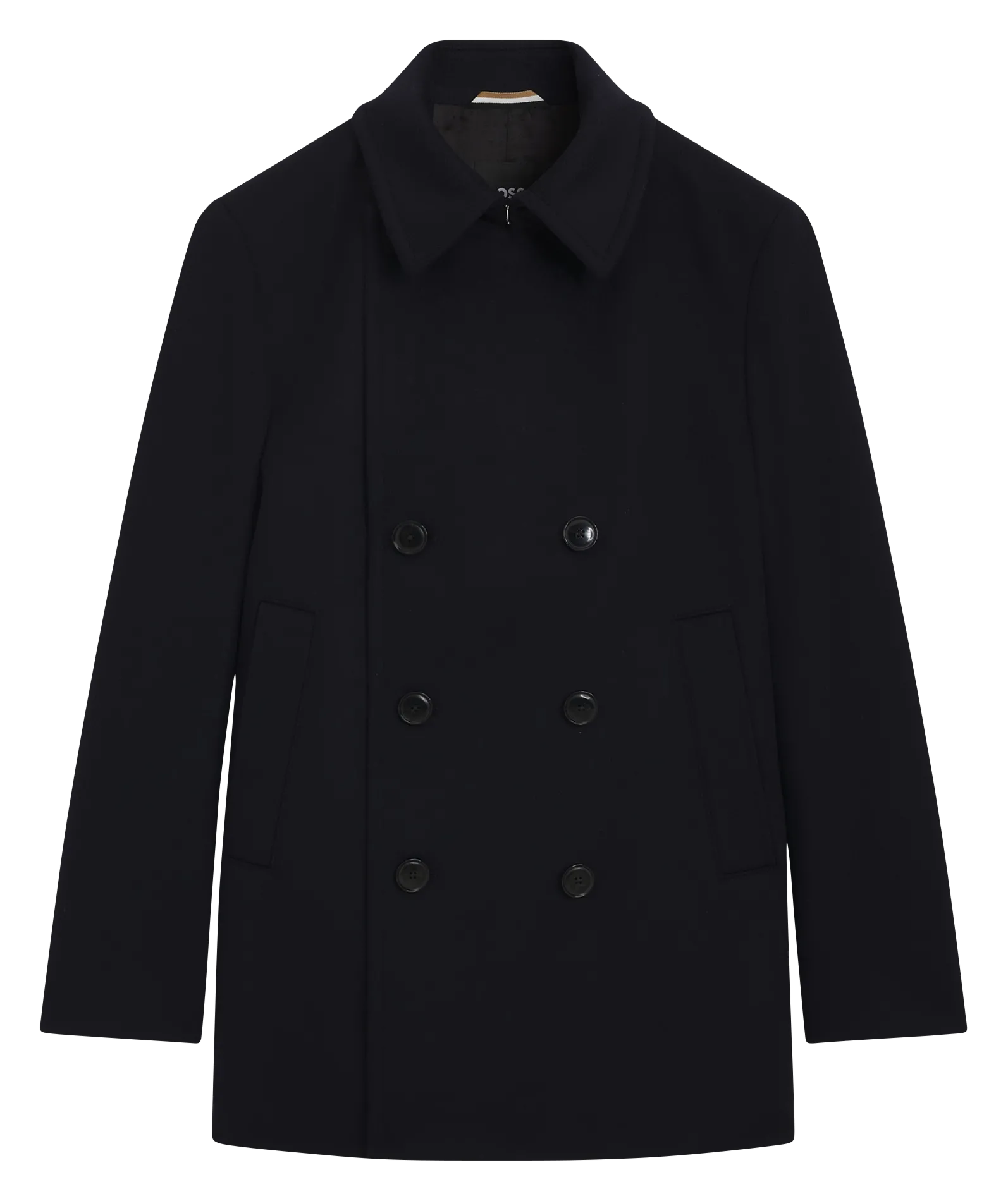 Manteau col classique en laine mélangée Bleu