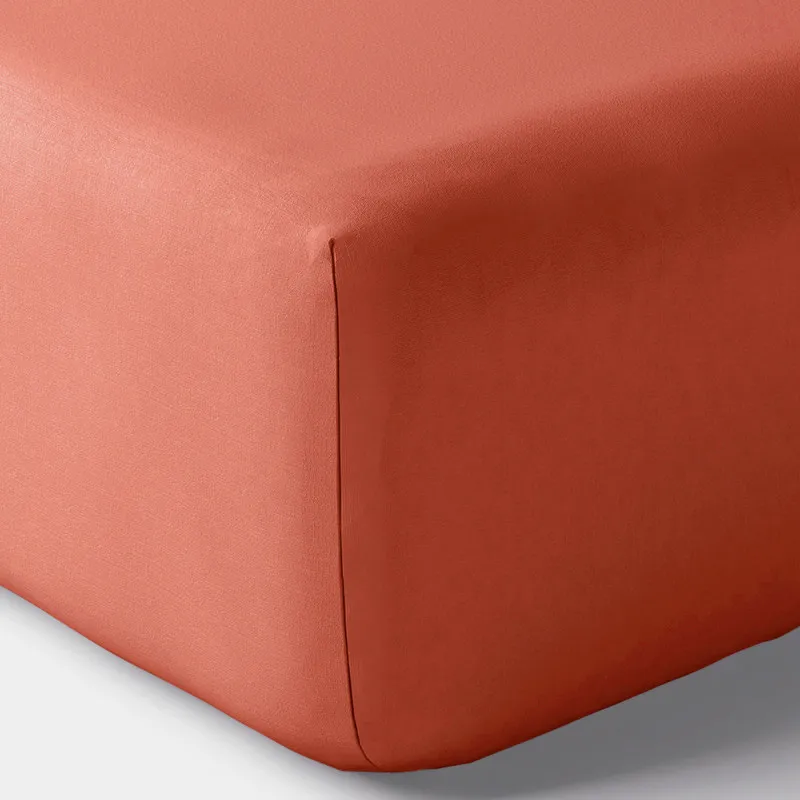 Drap housse percale "julian" avec bonnet 35 cm toutes dimensions coton pur Rouge