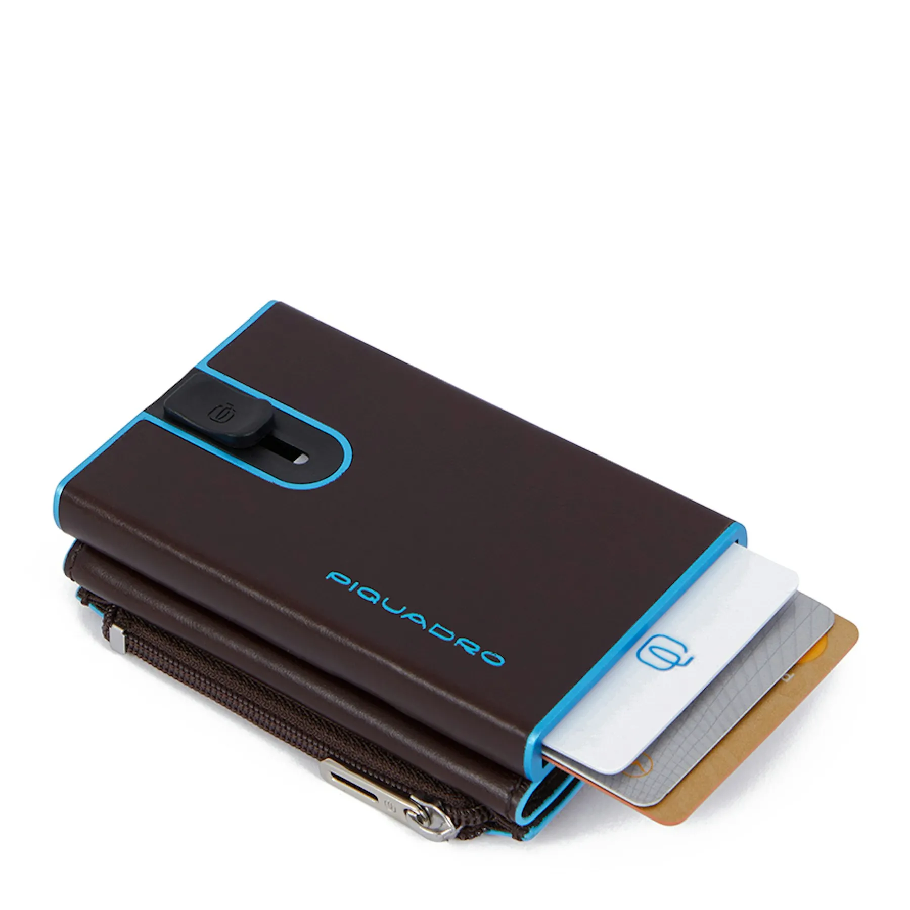 Portefeuille compact avec porte-cartes pop-up, porte-monnaie et protection rfid Marron