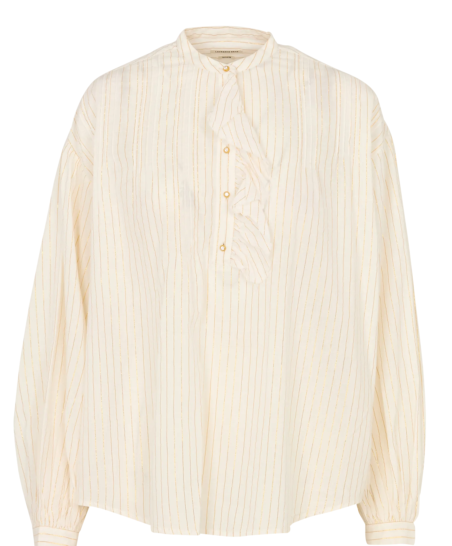 Chemise col rond rayée en coton Doré FA