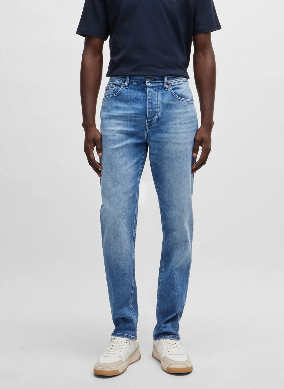 Jean tapered en coton mélangé Bleu