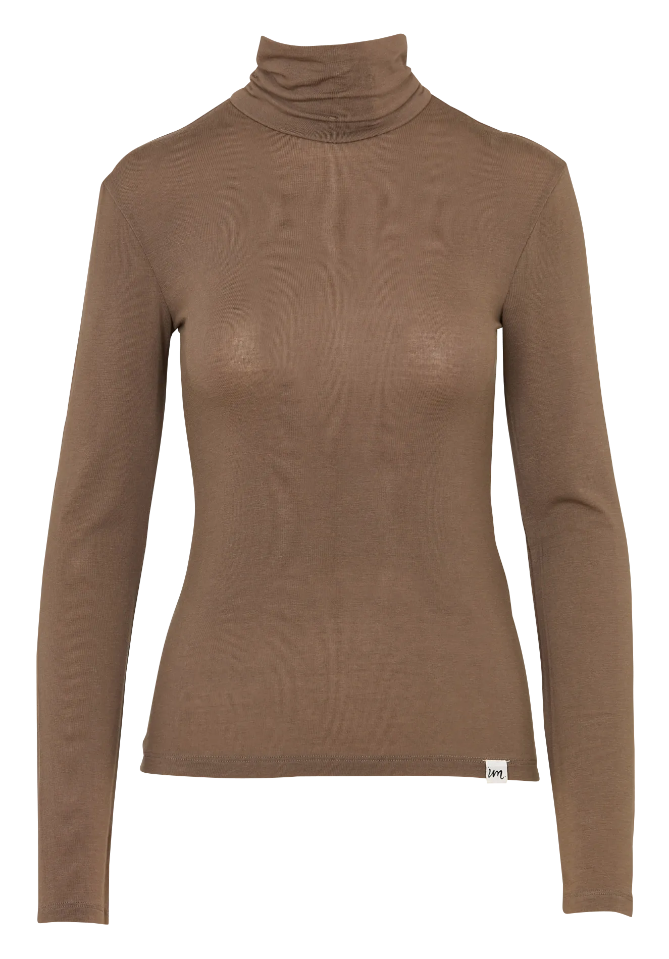 Tee-shirt ajusté col montant Marron