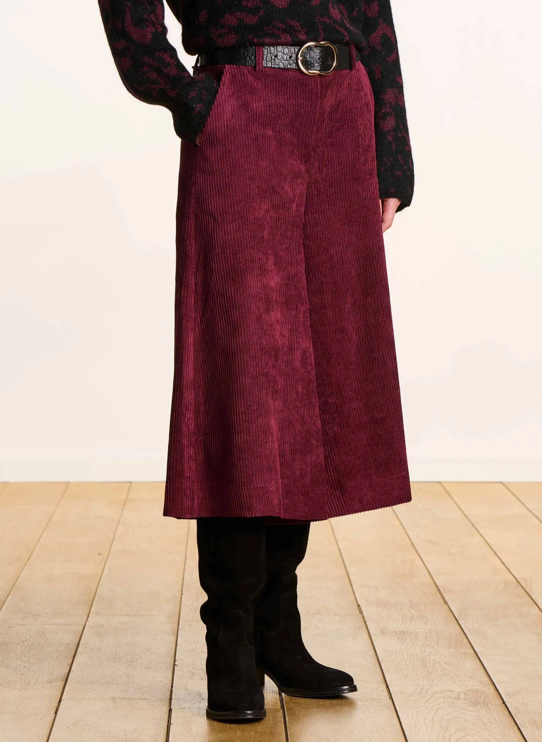 Bermuda large en velours côtelé Marron