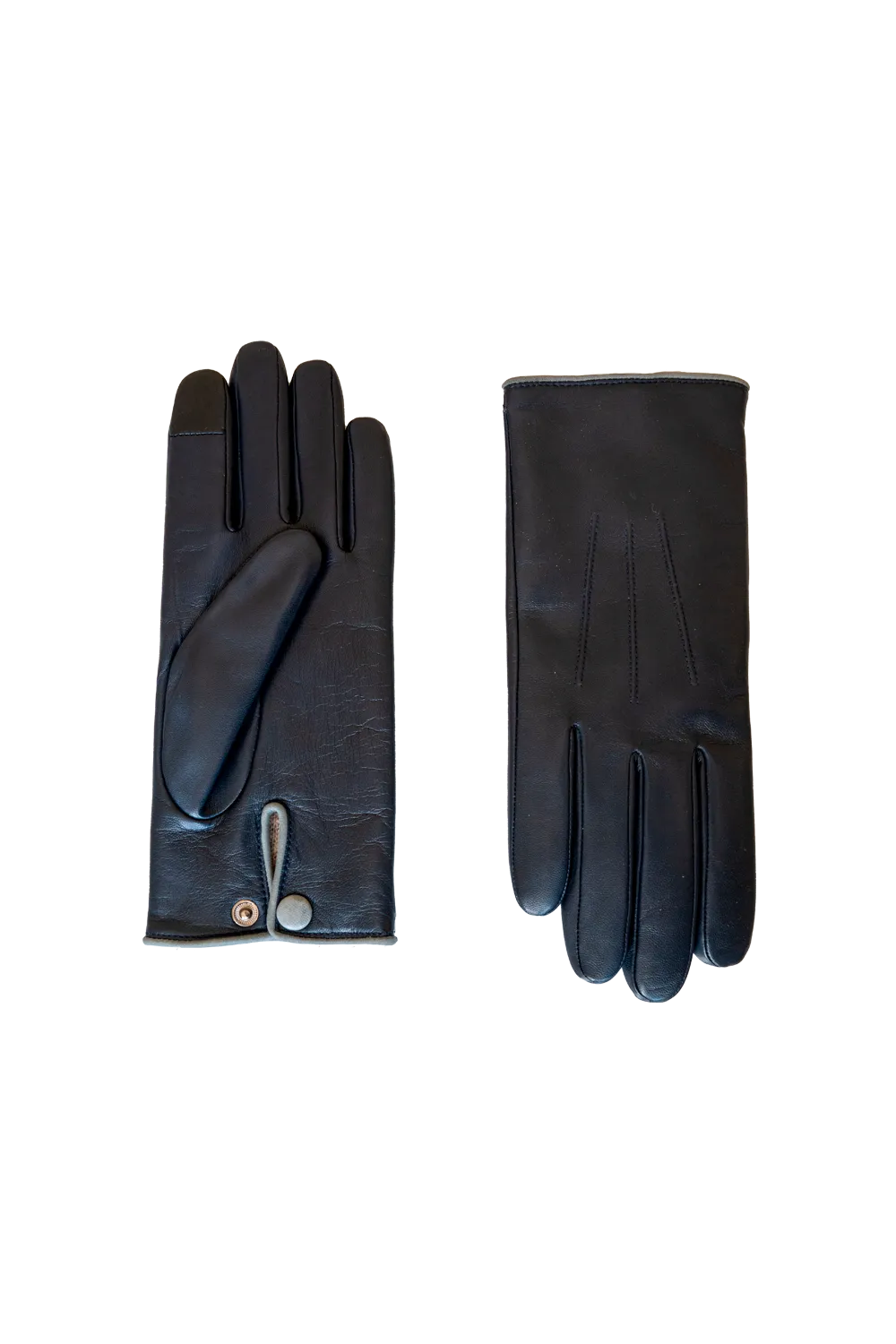 Rick gants en cuir doublés cachemire Bleu