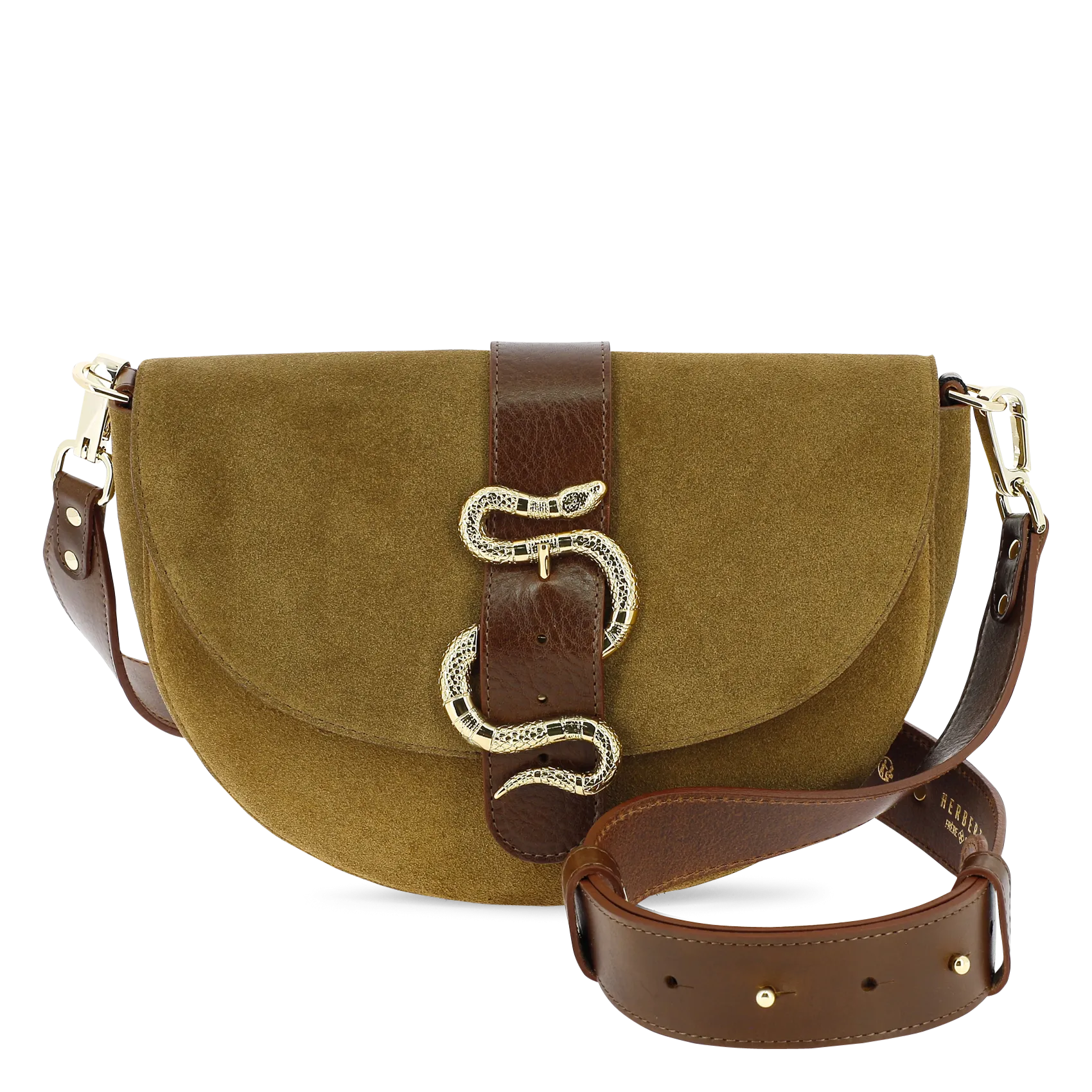 Sac bandoulière en cuir velours Marron LE GABIE CRUSH