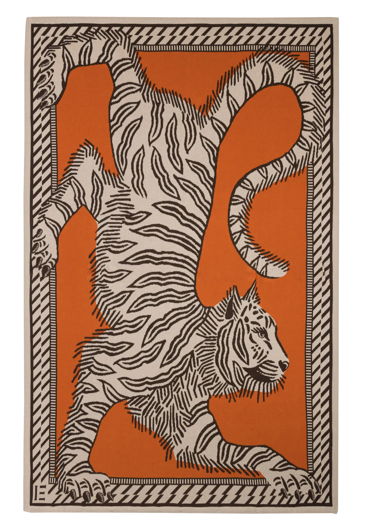 Plaid rectangulaire imprimé en coton Orange MANTRA