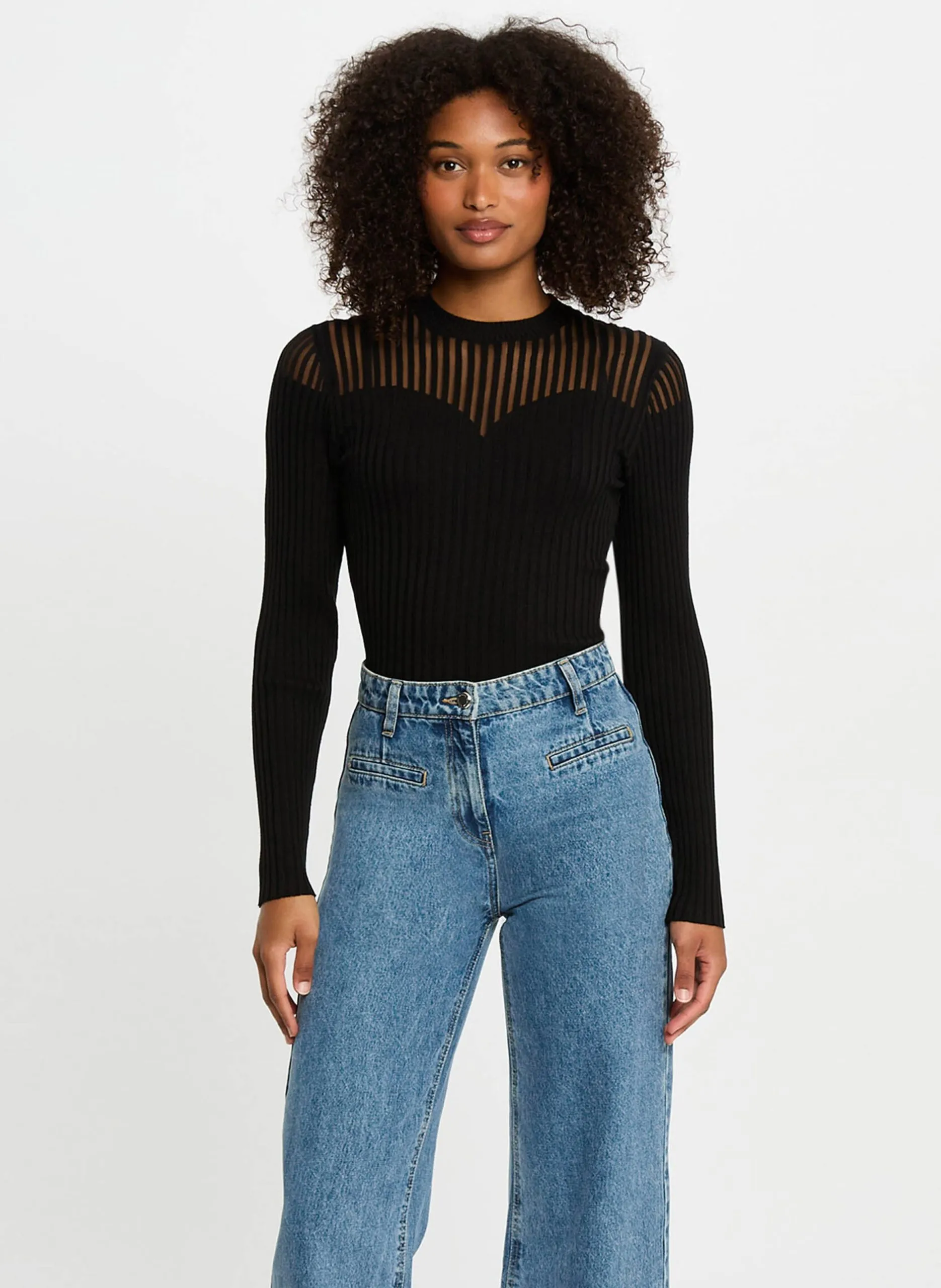 Pull col rond Noir 252-MAMDO