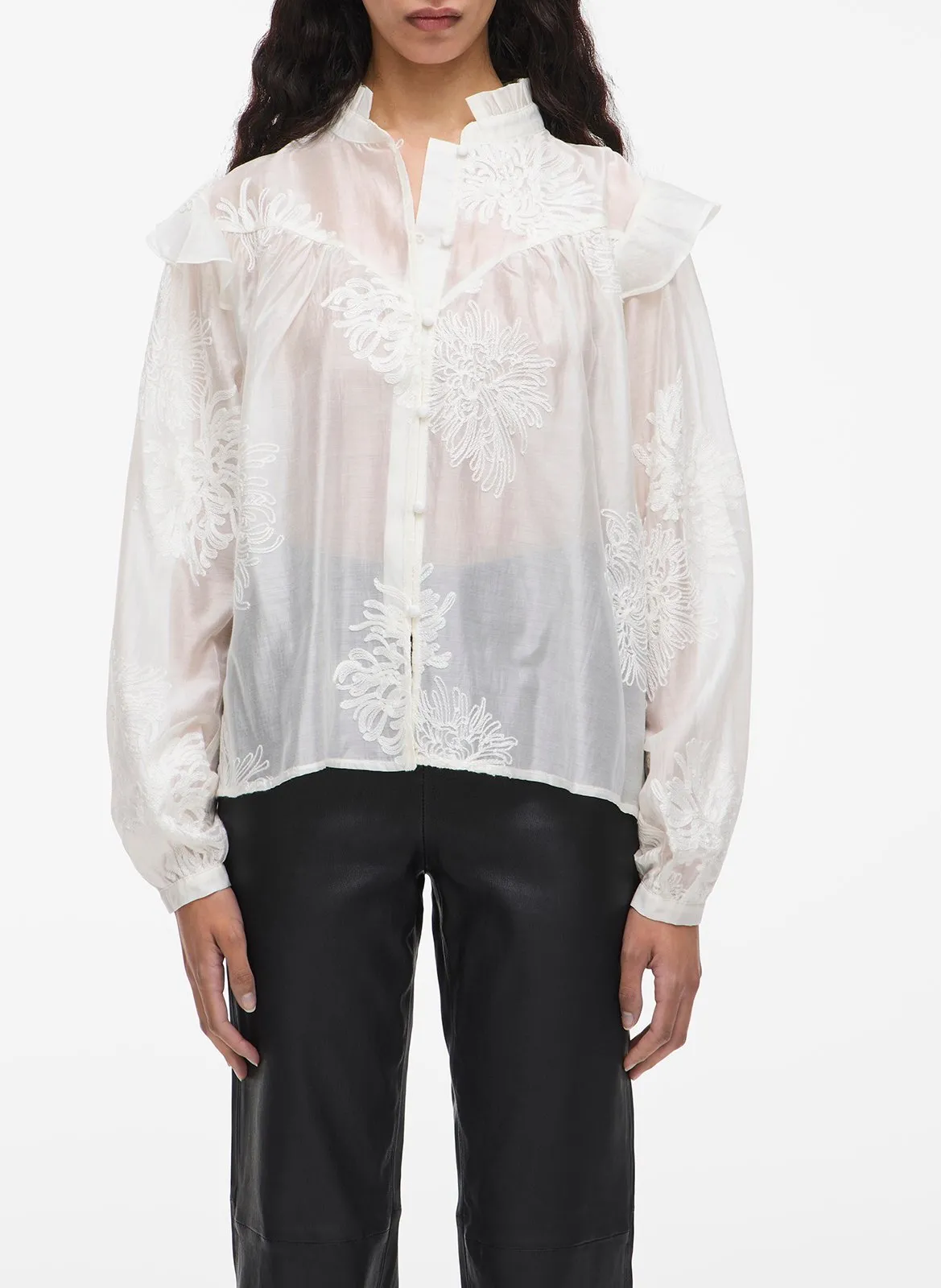 Blouse col montant Blanc VIVIA