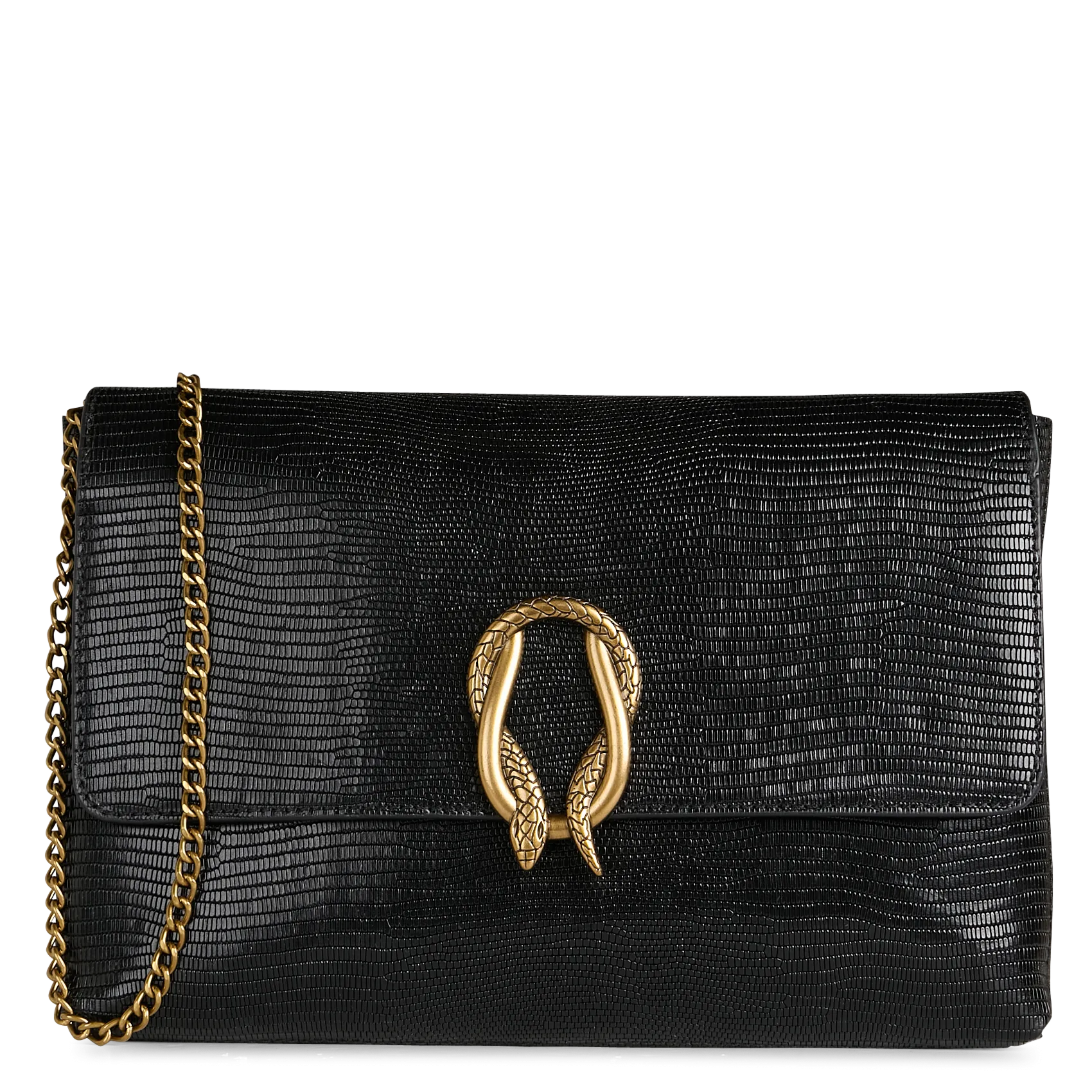 Pochette de soirée en cuir Noir LEON