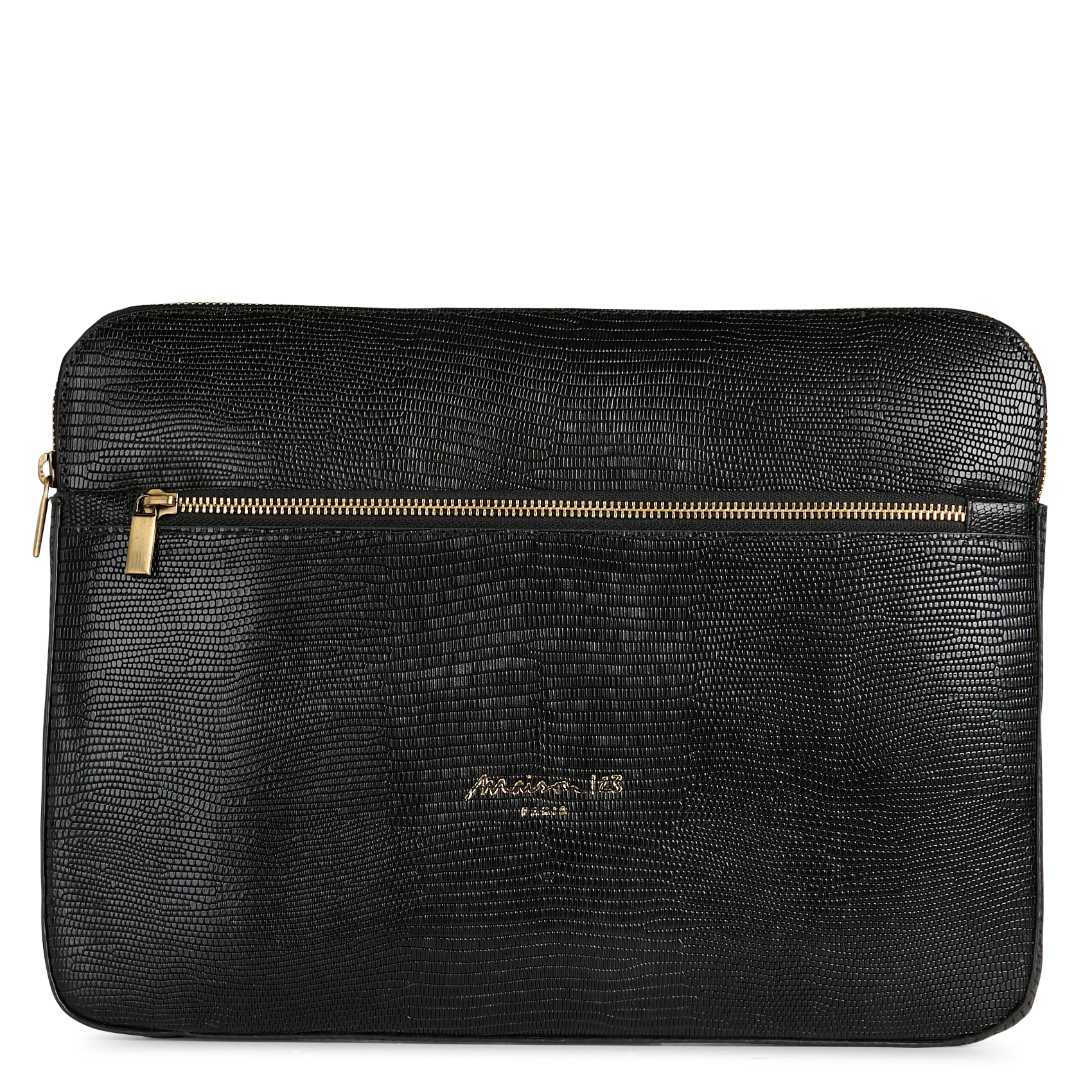 Pochette d'ordinatateur en cuir Noir LEON