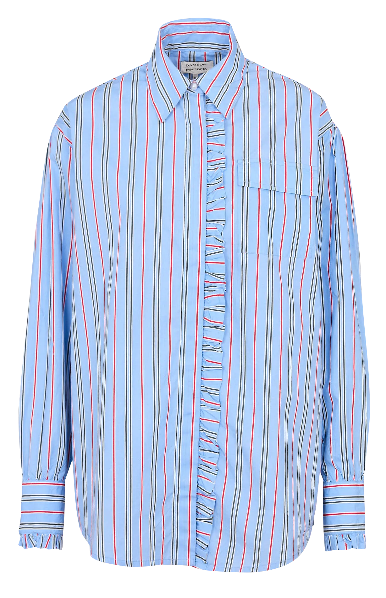 Chemise droite boutonnée à rayures Bleu KYLIE