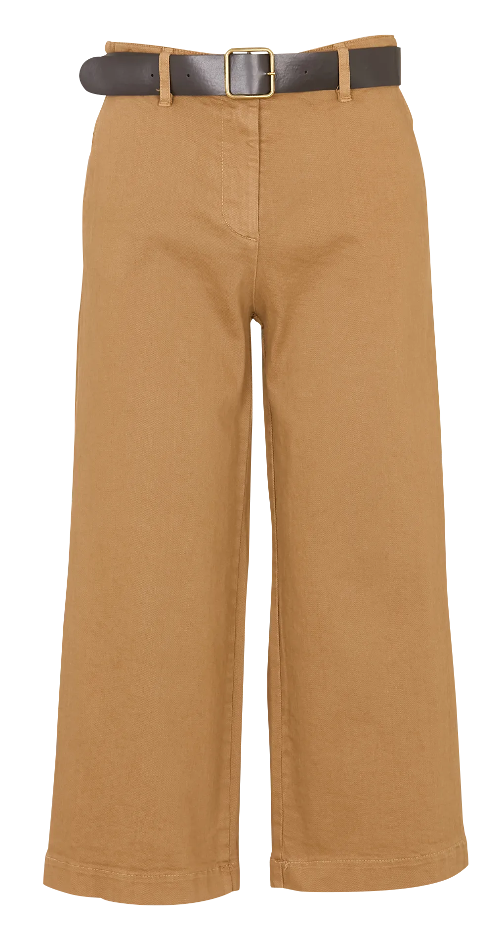 Jean cropped taille haute en coton mélangé Marron