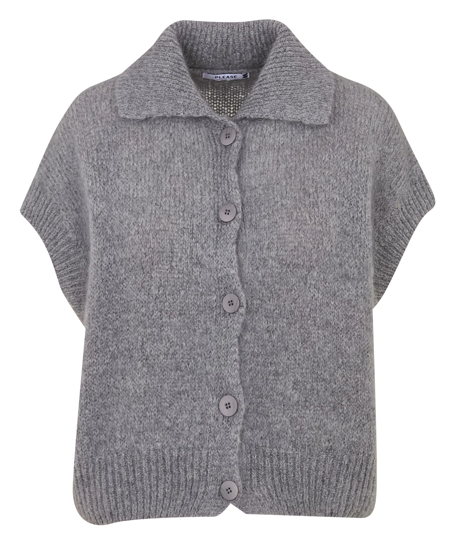 Gilet col classique ample Gris