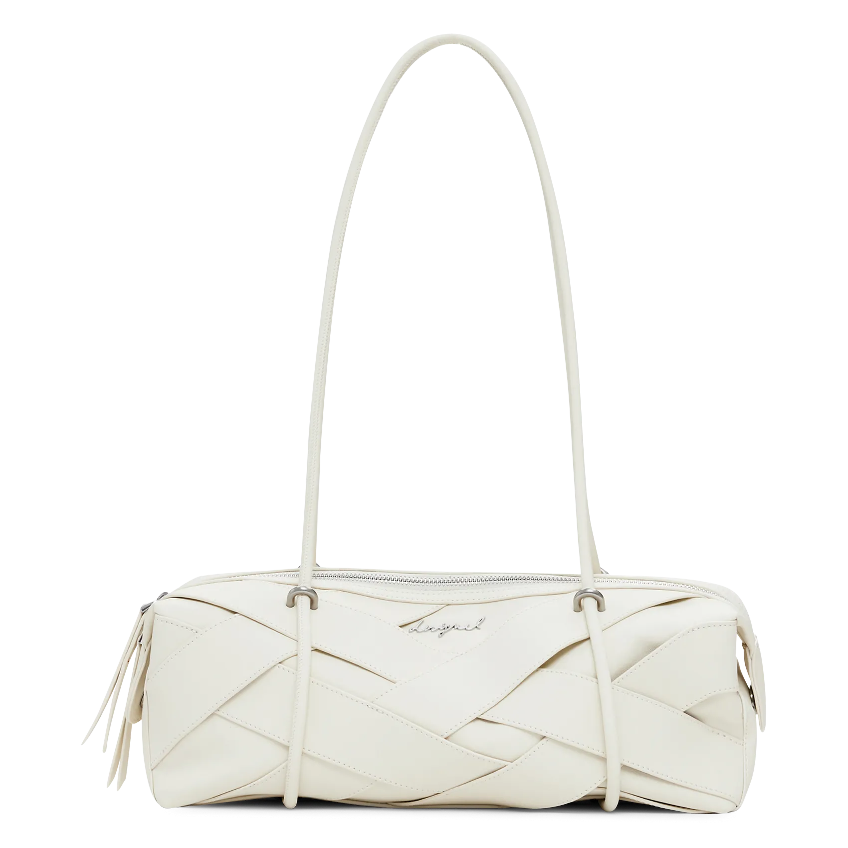 Sac rectangulaire tressé effet cuir Marron