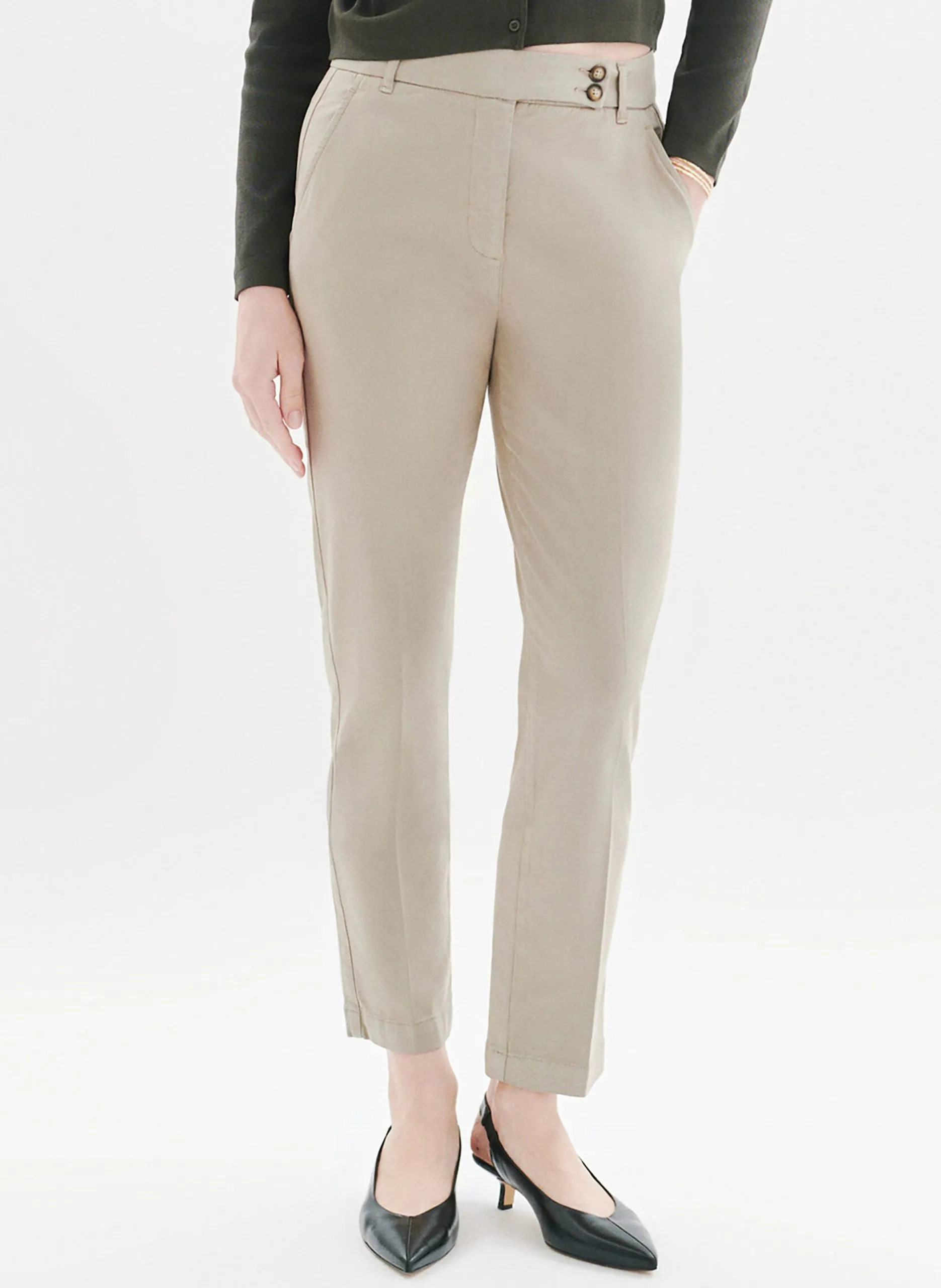 Pantalon slim en coton mélangé Gris 252P-PILOTI