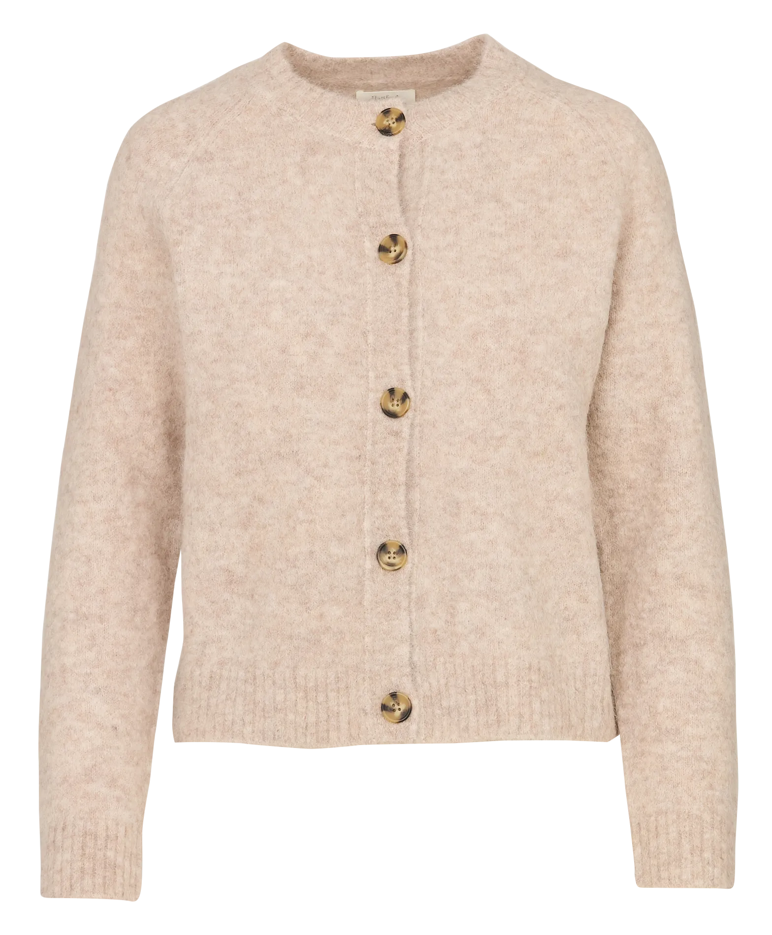Gilet droit col rond en laine de yack mélangée Beige MELYSSA