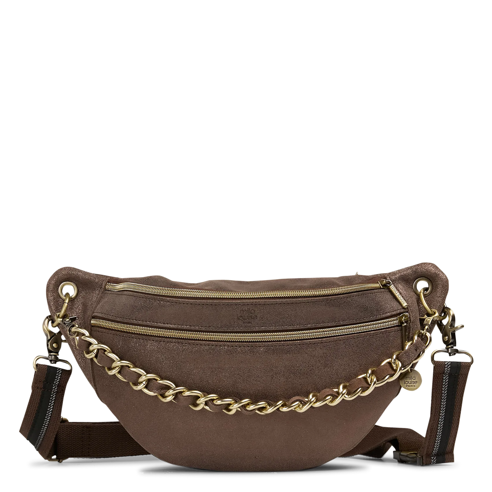 Sac banane en cuir velours Kaki PETRA