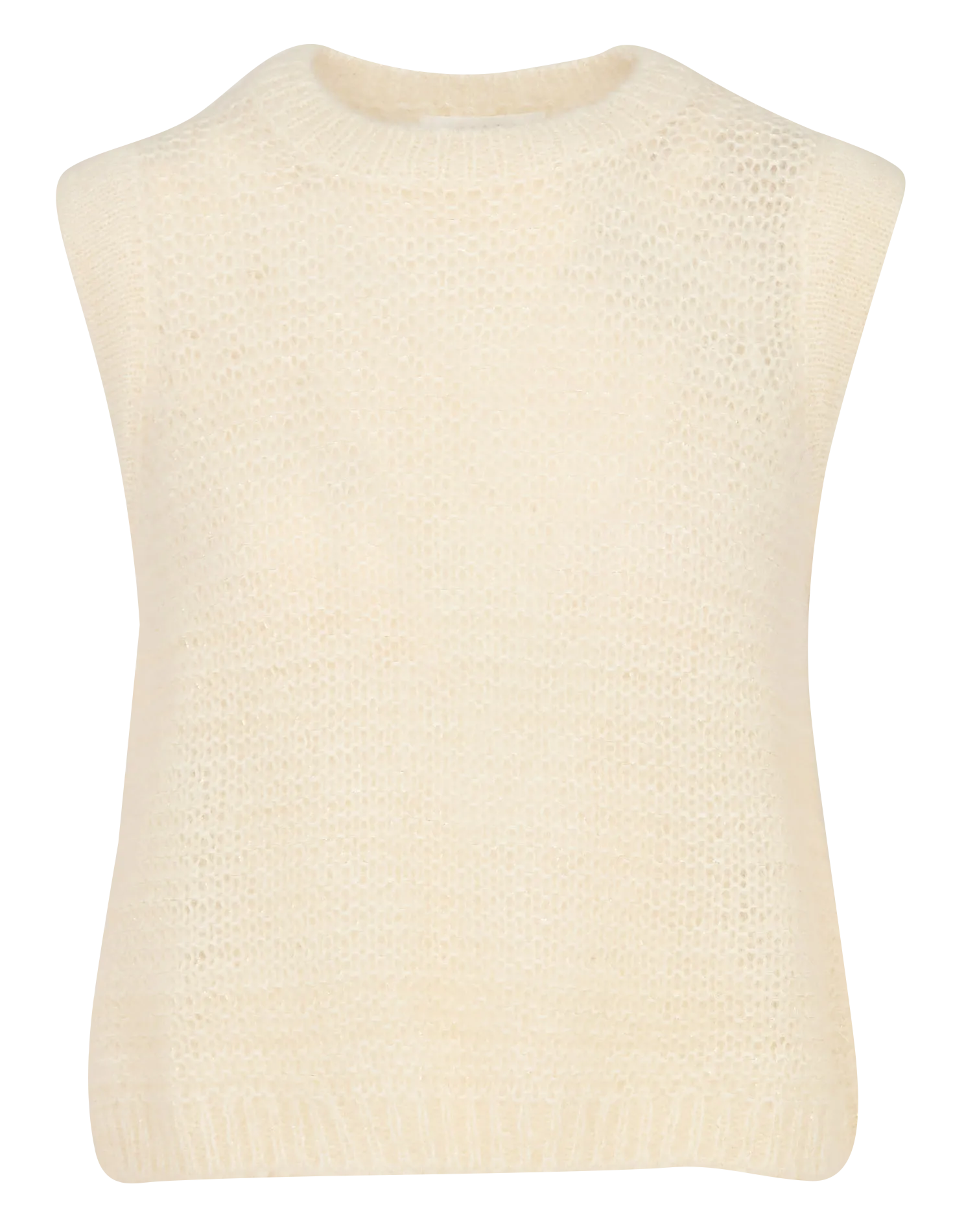 Pull sans manches col rond en maille métallisée Blanc MOTANAX